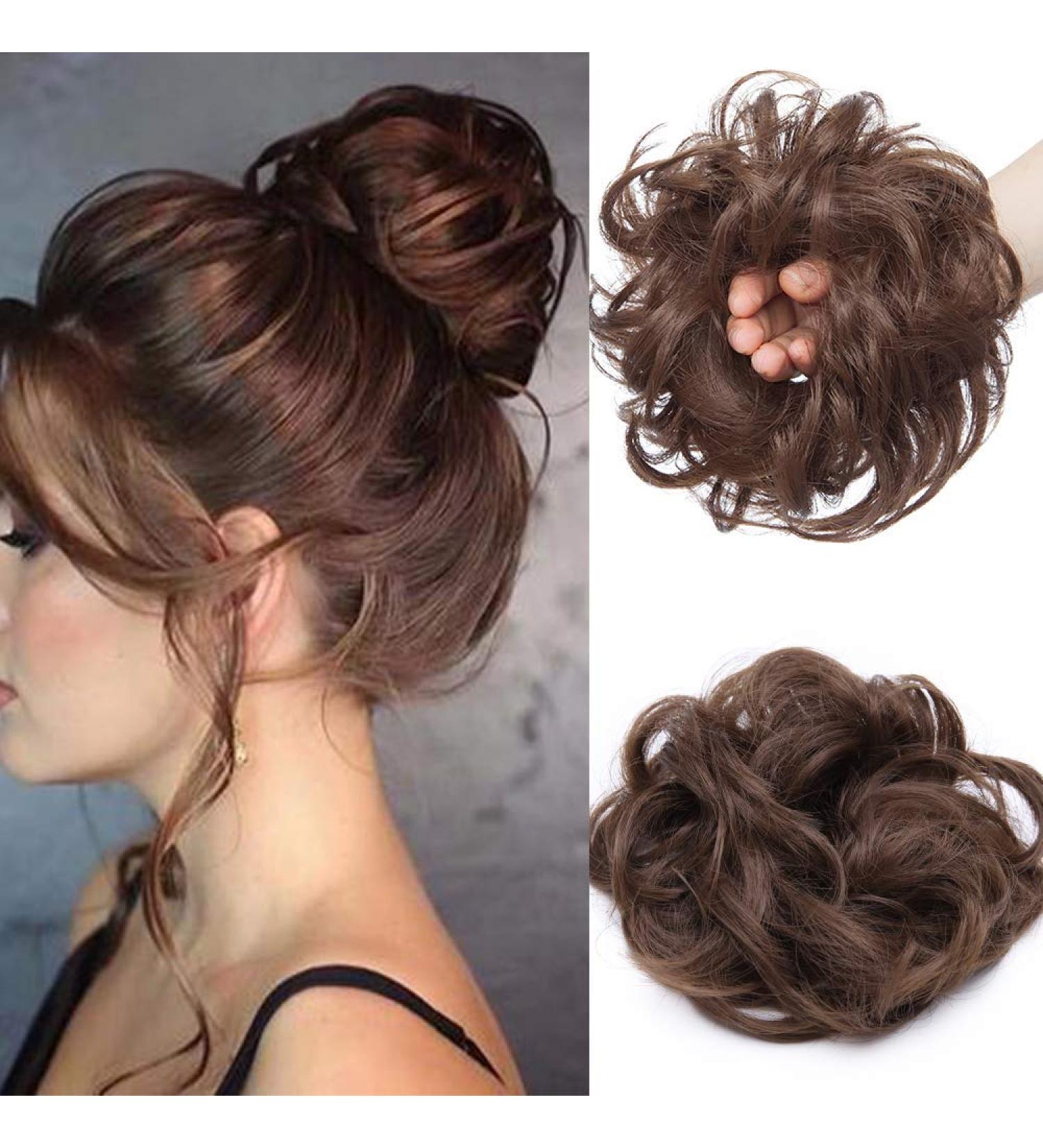 Brown Synthetic Messy Curly Hair Bun Extension | Updo Donut Hairpiece for Women - 35g - Buy Online on GoSupps.com