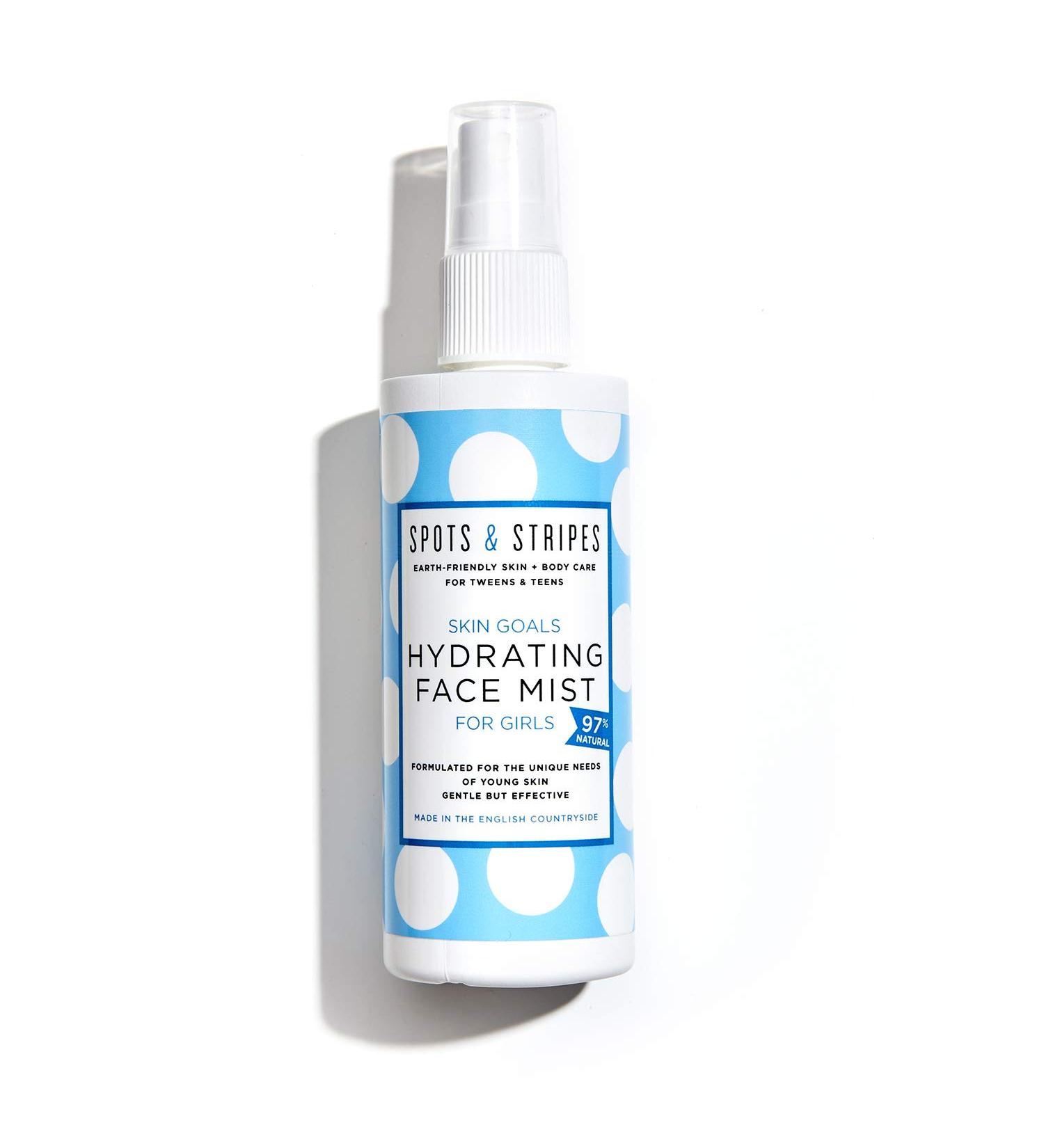 Spots & Stripes Hydrating Face Mist 97% Natural with Hyaluronic Acid, Aloe Vera & Cucumber (125ml) - Teen Moisturizing Spray for Blemish-free Skin - Buy Online on GoSupps.com