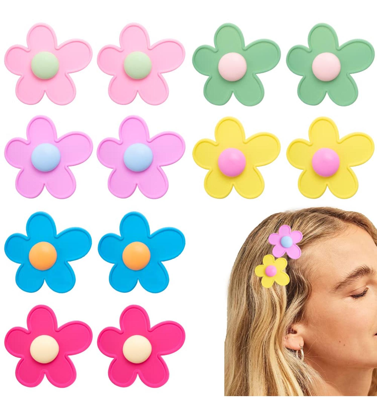 Bmobuo 12Pcs Colorful Daisy Flower Hair Clips for Girls & Women - Cute Small Hair Accessories - Buy Online on GoSupps.com