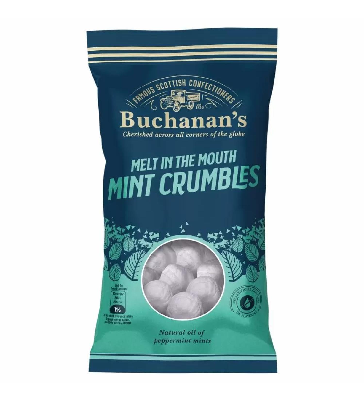 Buchanan's Assorted Mix - Luxurious Chocolate Caramels Tasty Fruit Jellies Classic Toffees collection (8 Melt In The Mouth Mint Crumbles 140g) Melt In The Mouth Mint Crumbles 140g 8
