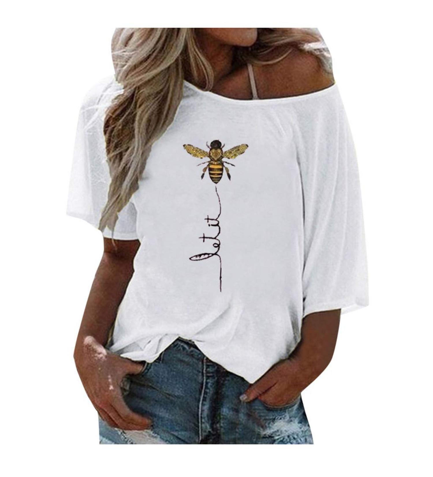 Ppanguding Women's Off Shoulder Rainbow Pattern T-Shirt - Summer Fashion Blouse & Graphic Print Top in White - Buy Online on GoSupps.com
