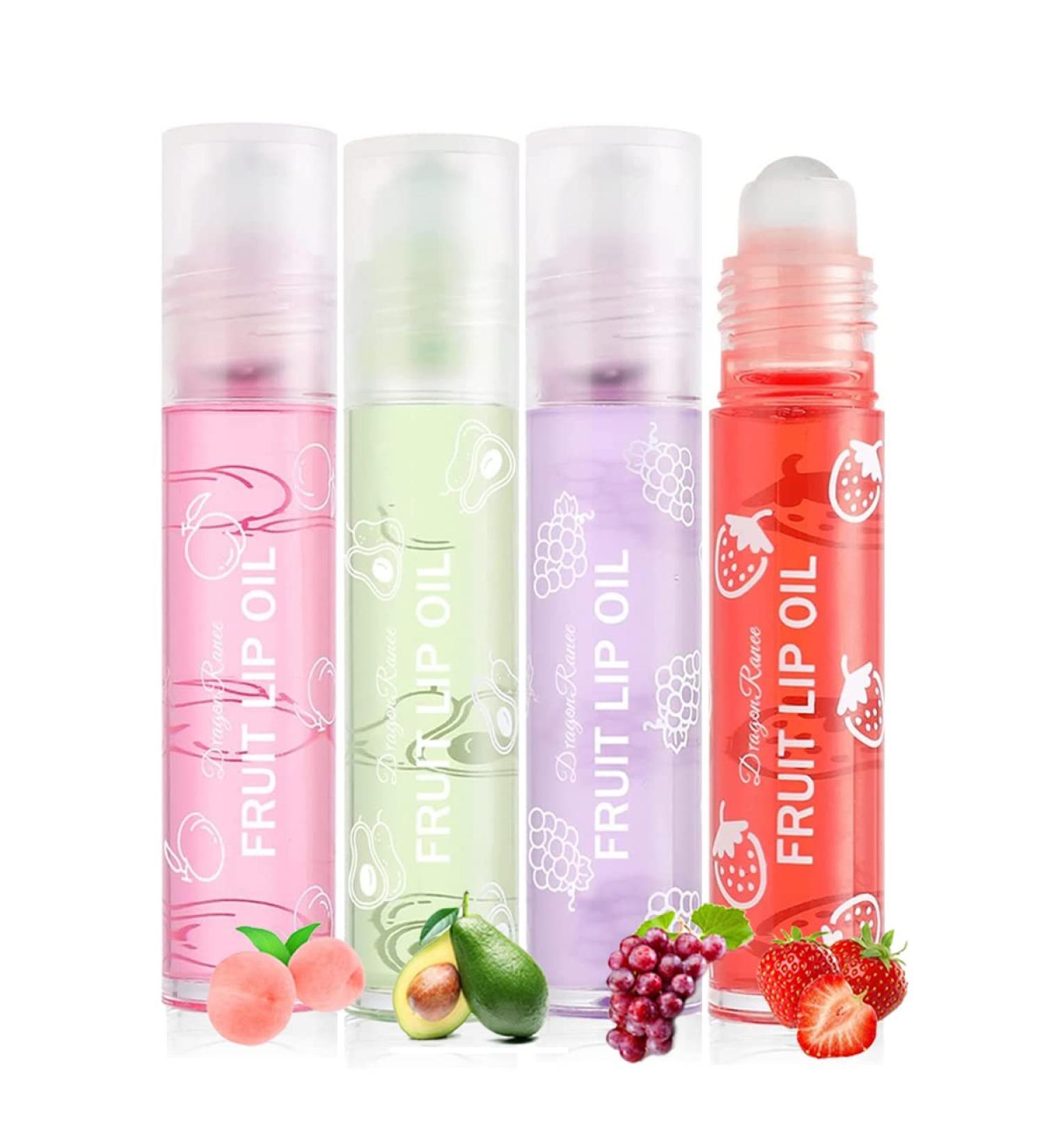 Aaiffey Hydrating Plumping Lip Oil Fruit-Flavored Roll-on Lip Balm Kit - 4pcs - Buy Online on GoSupps.com