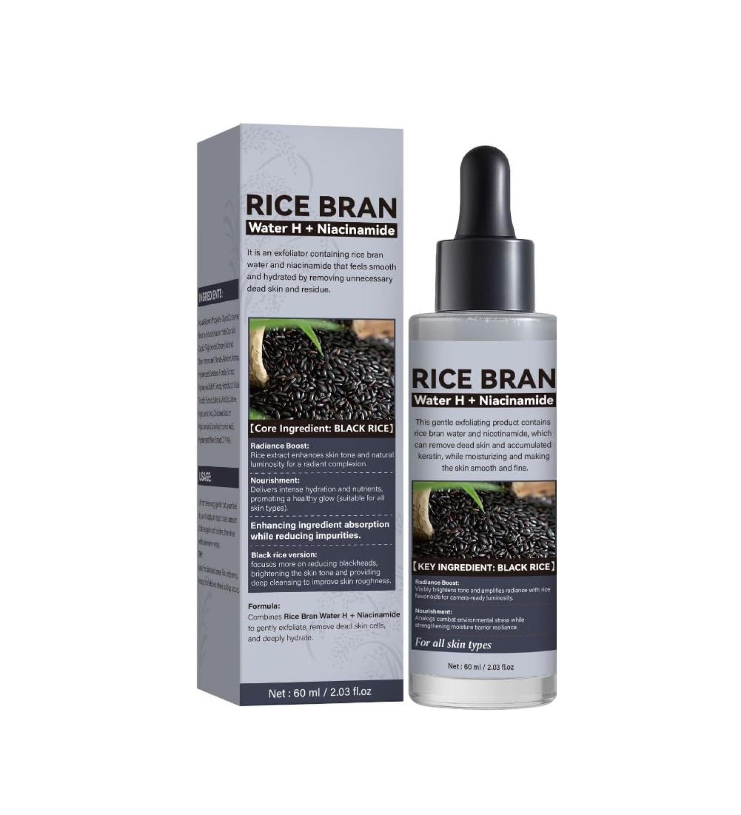3PCS Black Rice Face Serum with Rice Bran Water Niacinamide & Lactic Acid Gently Exfoliates Reduces Blackheads & Brightens - Buy Online on GoSupps.com