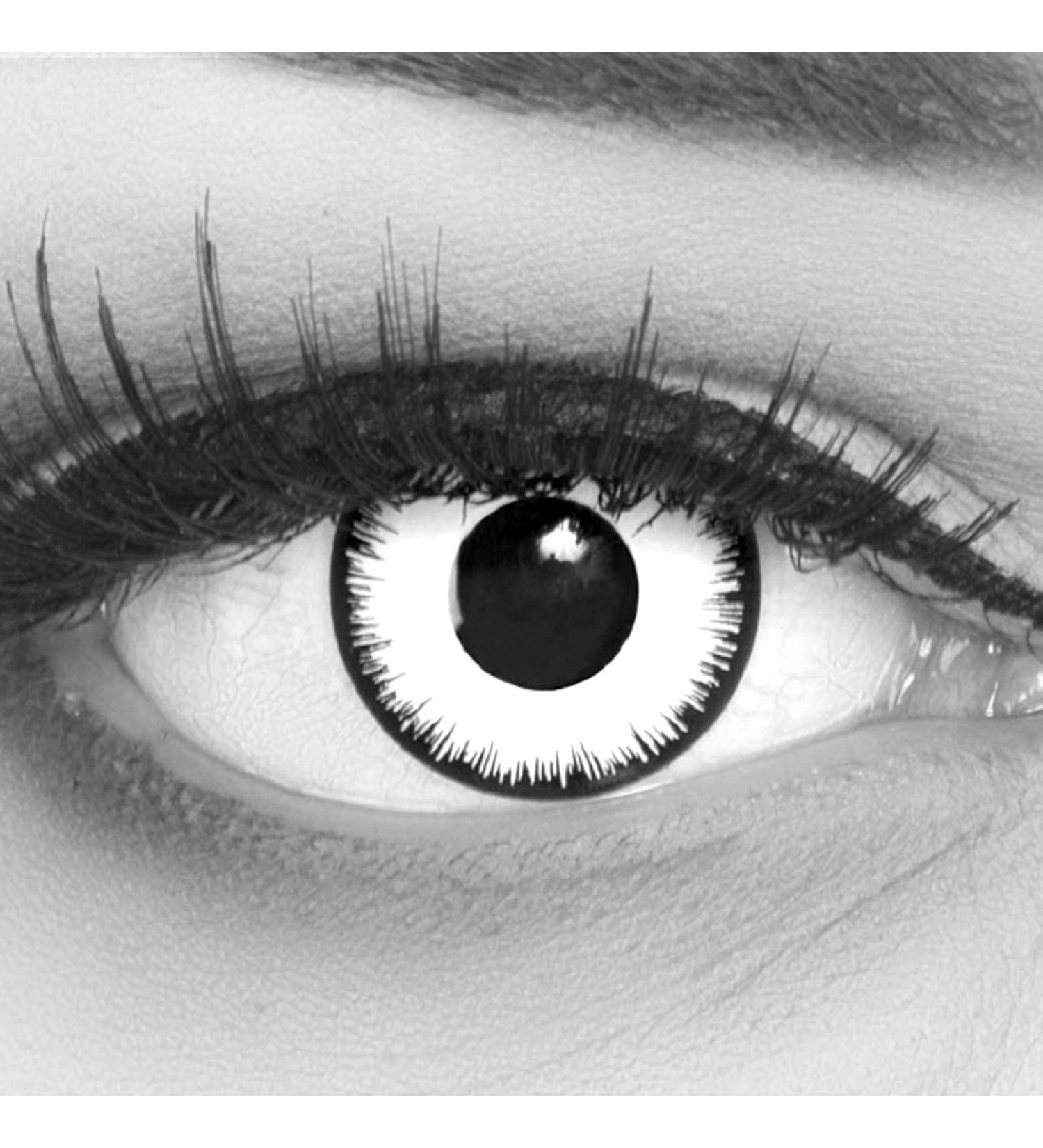 Top Quality Colored Contact Lenses - White Black Lunatic Vampire | Halloween Mardi Gras | Free Lens Container | -6.00 Diopters - Buy Online on GoSupps.com