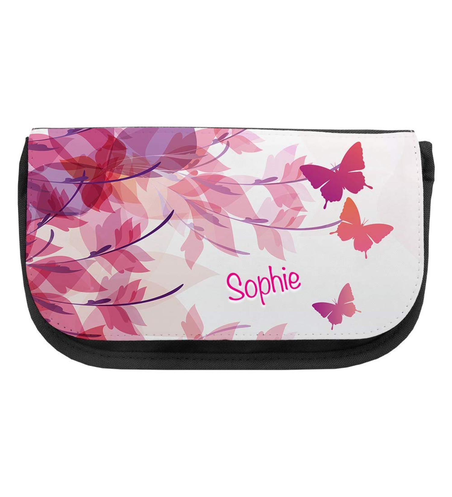 Personalized Sophie Cosmetic Bag with Butterfly Motif | Custom Make-Up Bags | Choose Your Name - Buy Online on GoSupps.com