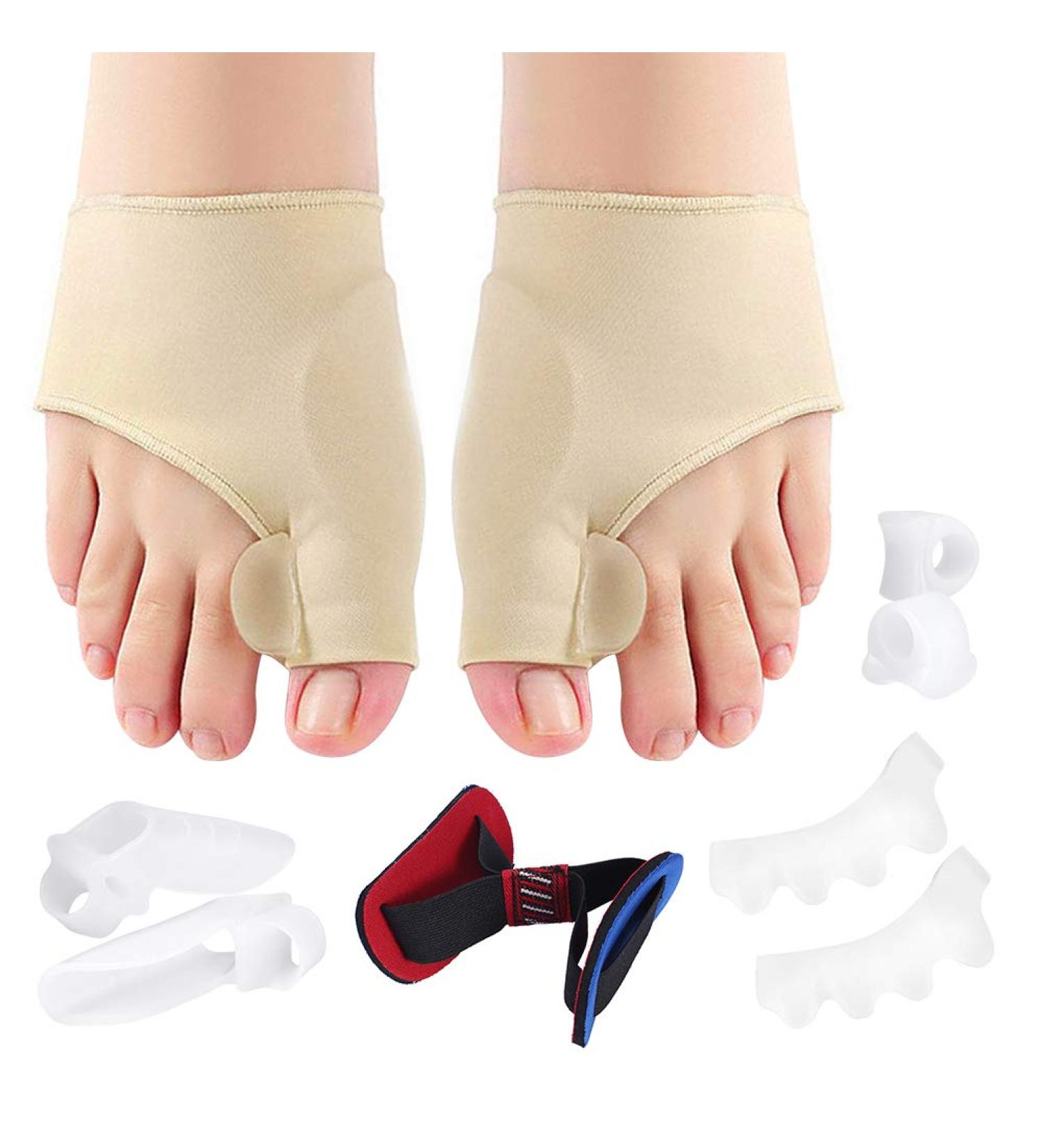 Hallux Valgus Correction Set - Bunion Sleeve & Toe Spreader | 9-Piece Silicone Protectors for Hammer Toe & Claw Toes - Buy Online on GoSupps.com