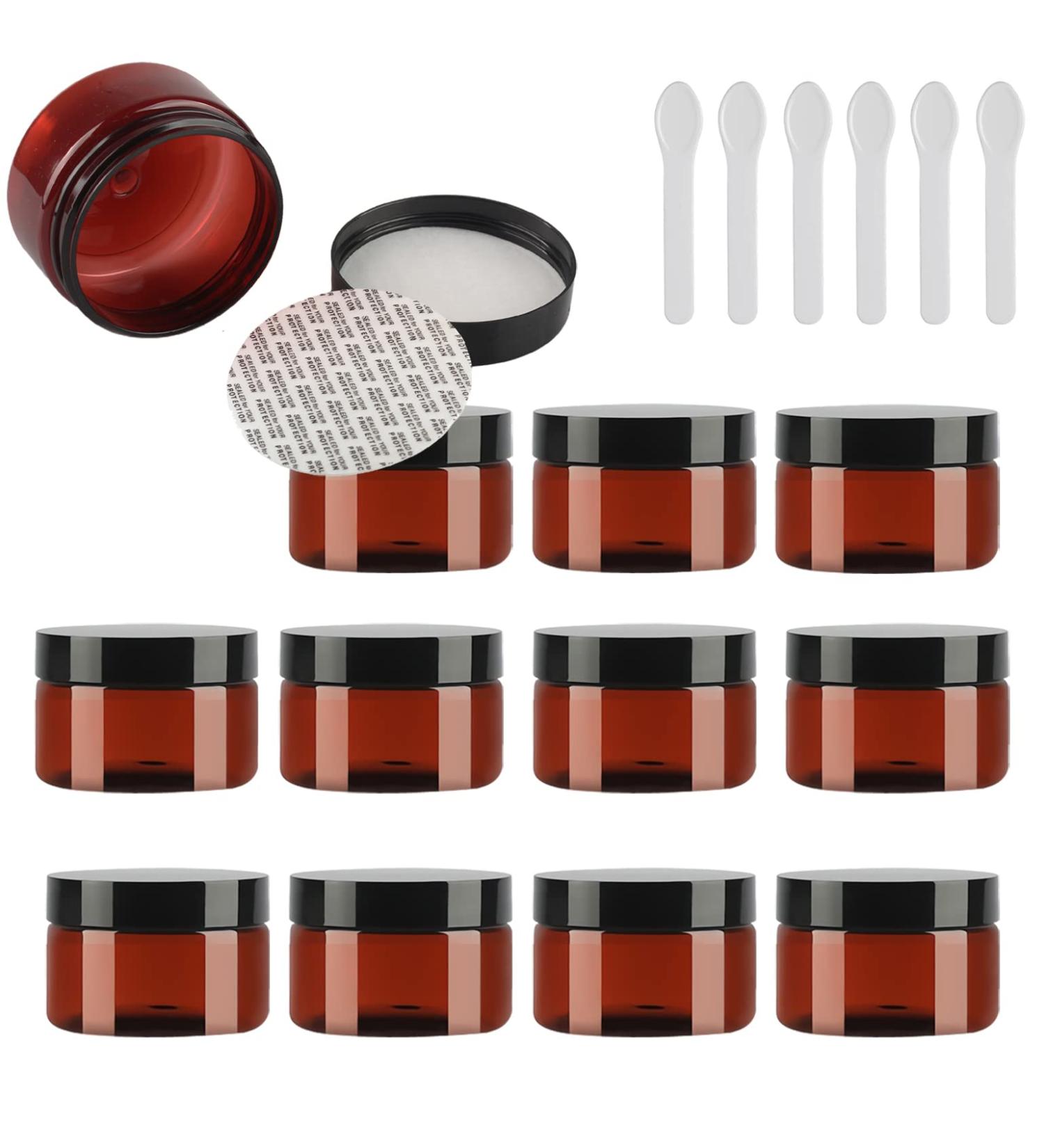 Buy Tianzd 12 pcs 100ml Brown Plastic Cream Can & 6 Spatulas - Ideal Cosmetic Containers for International Shipping - Buy Online on GoSupps.com