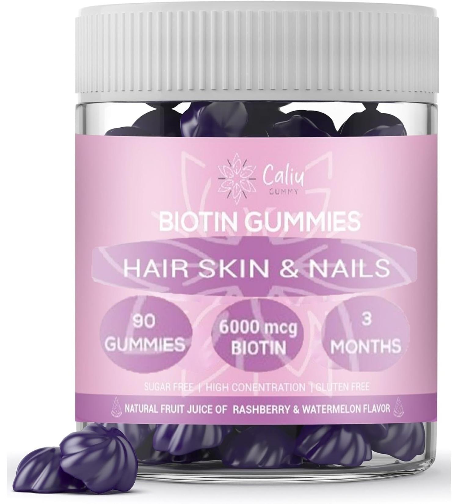 Biotin Gummies 6000 Mcg by Gome | 90 Gummies 3 Months | Reduces Hair Loss Helps Skin Growth | Nail Growth | Multivitamin Gummy Folic Acid | No Added Sugar | Blackberry Taste - Buy Online on GoSupps.com