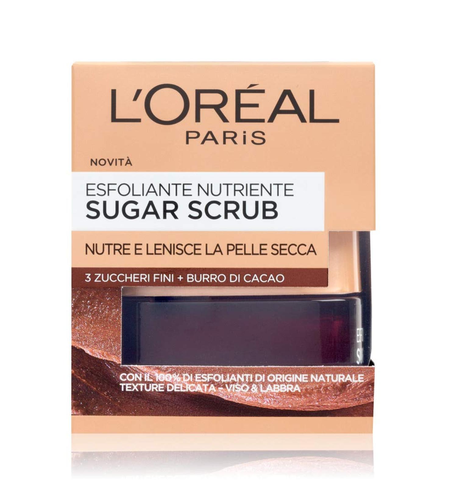 L'Or al Paris Sugar Scrub Cleanser Nourishing Exfoliating Face and Lips with Crystals No Sugaring + Cocoa Butter 50 ml Multicolor - Buy Online on GoSupps.com