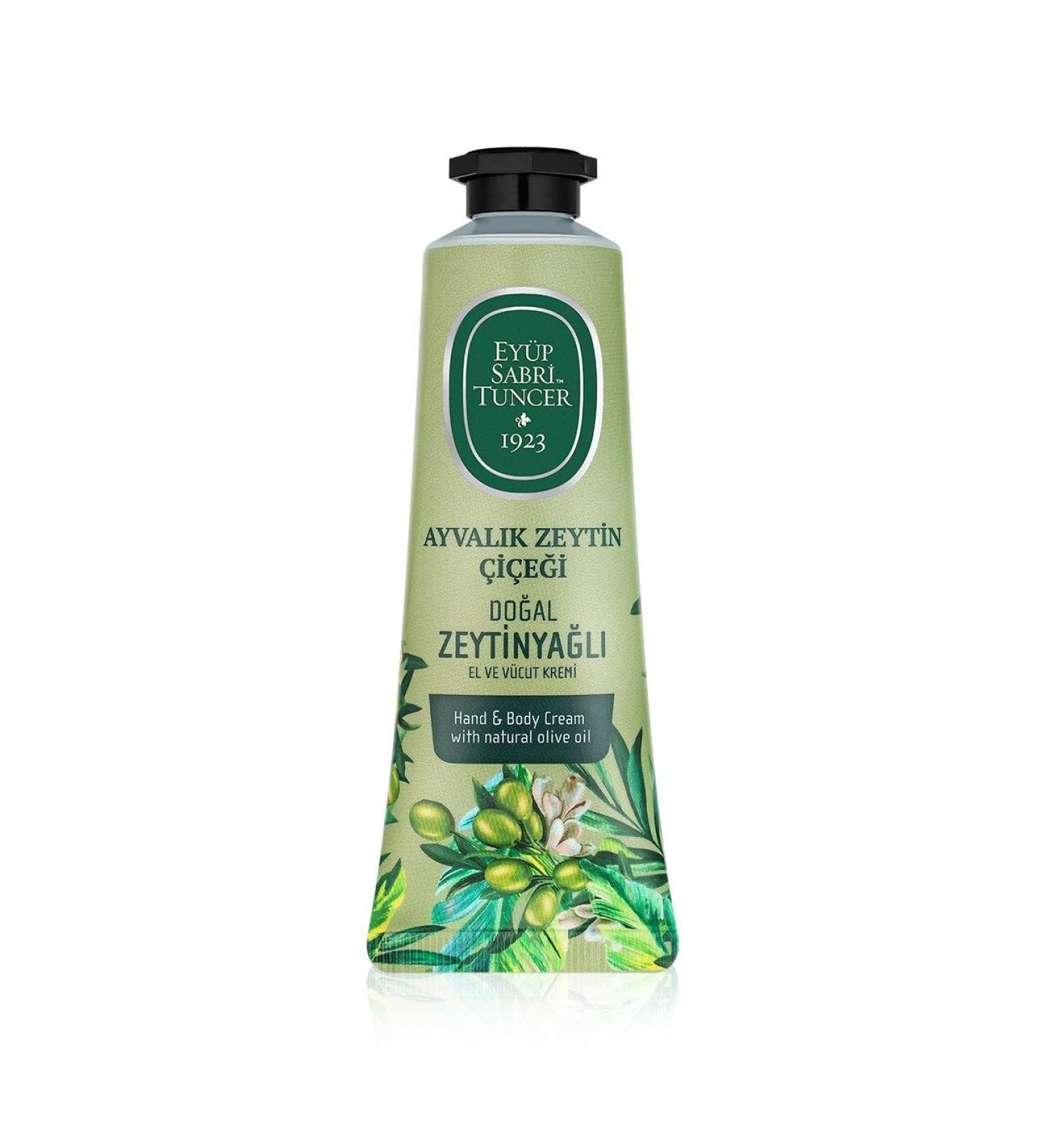 EY P SABR TUNCER Ayval k Cr me pour les mains et le corps la fleur d'olivier 50 ml | Huile d'olive naturelle hydratante et v g talienne