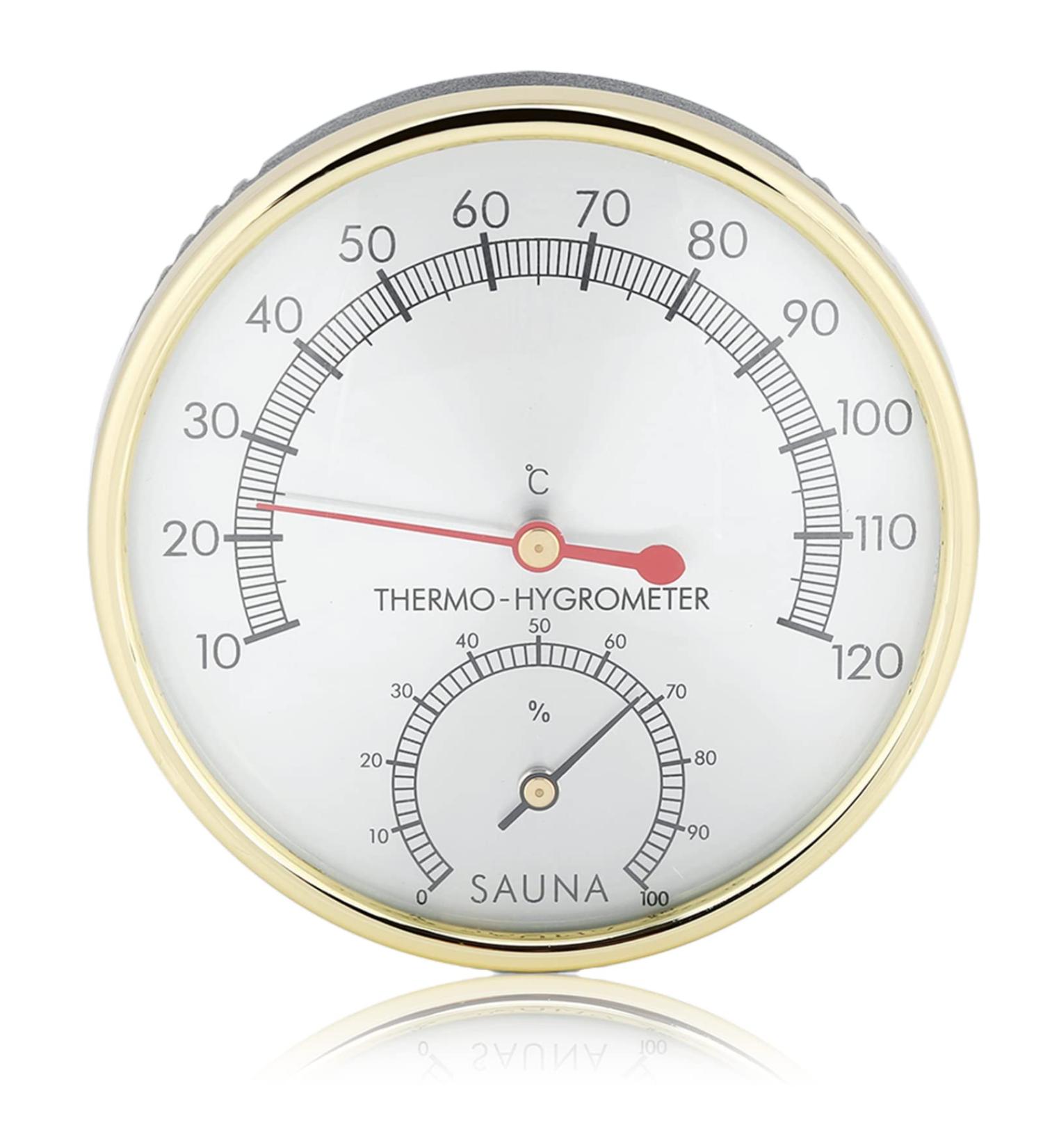 Dioche Sauna Thermometer - Metal Dial Indoor Hygrometer for Sauna Room Accessories | Accurate Humidity & Temperature Measurement - Buy Online on GoSupps.com