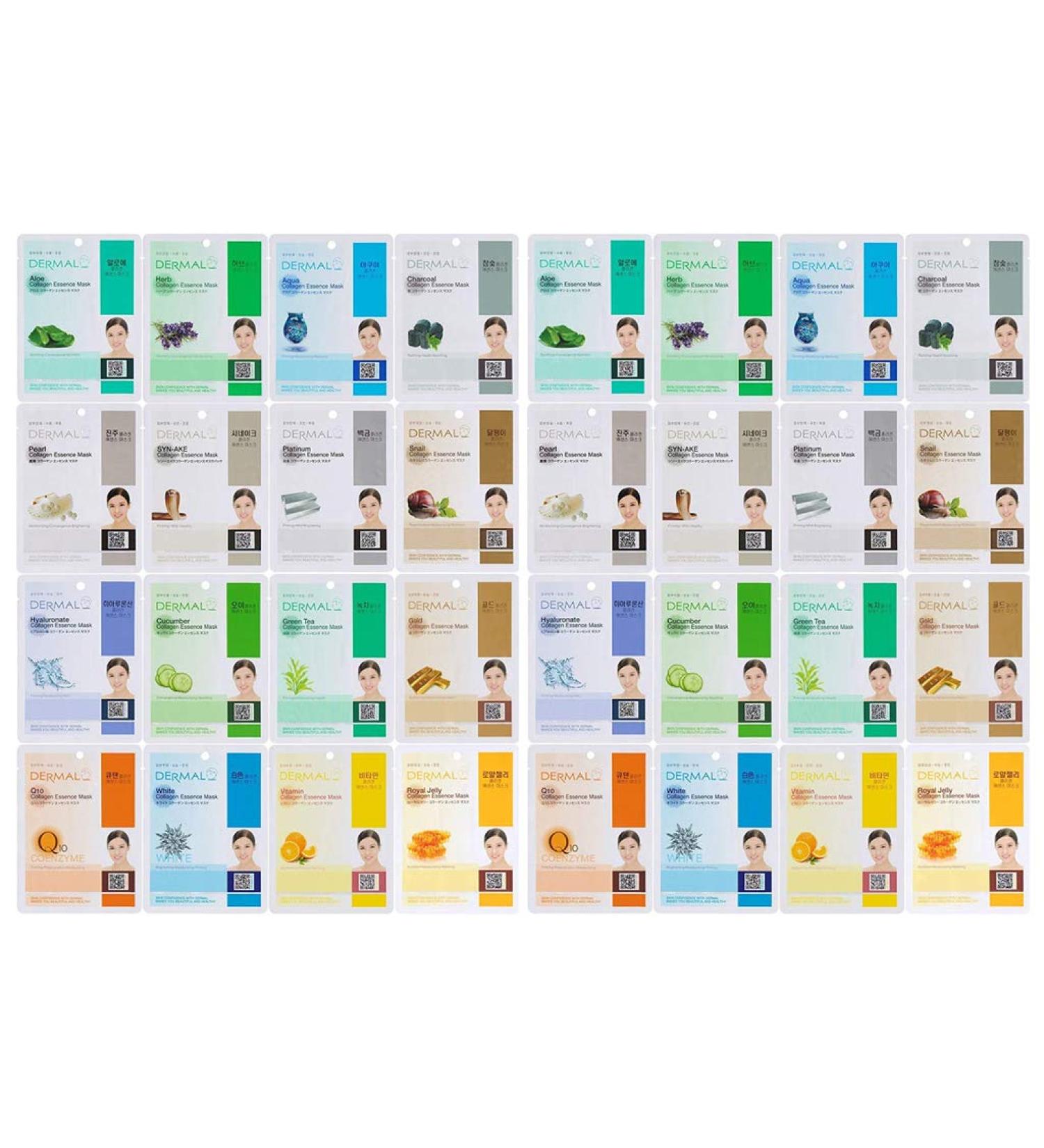 Dermal Korea Collagen Essence Facial Mask Sheet 16 Combo Pack x 2 - 32 Pack Set - Buy Online on GoSupps.com