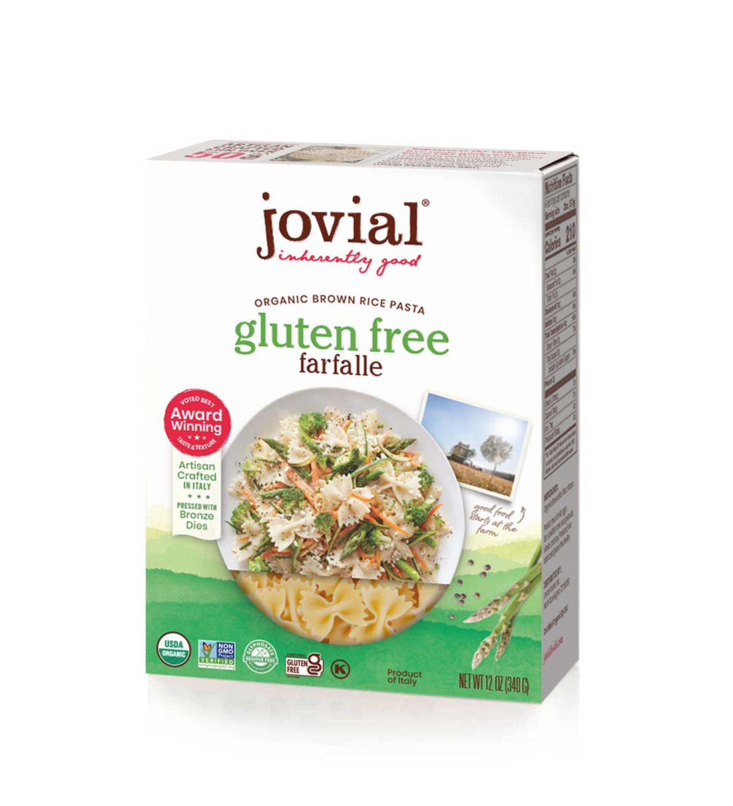 Jovial Farfalle Gluten-Free Pasta | Organic Whole Grain Brown Rice | Non-GMO, Kosher | Made in Italy | 12 oz - Buy Online on GoSupps.com