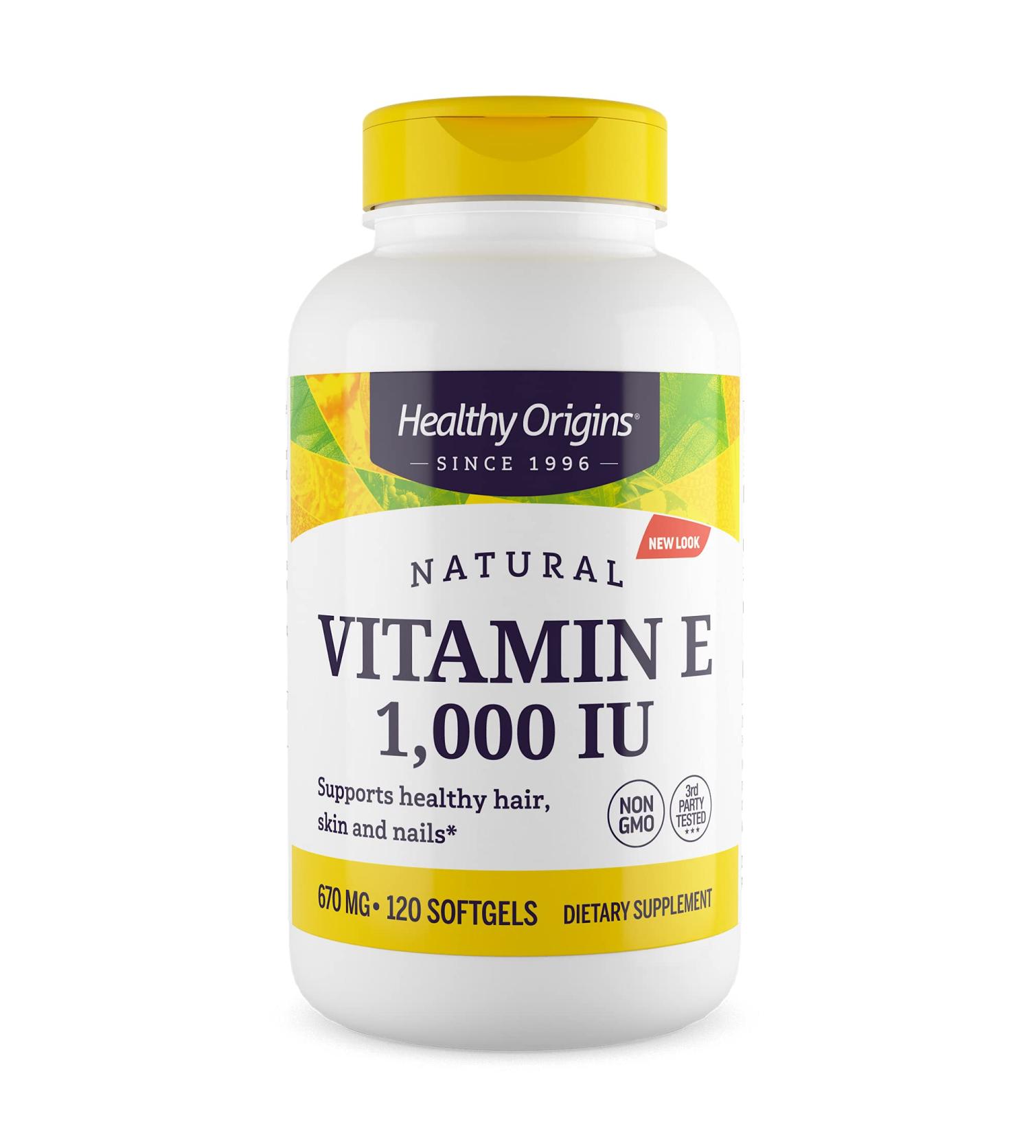 Healthy Origins Vitamin E 1 000 IU (Natural Non-GMO Gluten Free Skin Support Cardiovascular Support) 120 Softgels