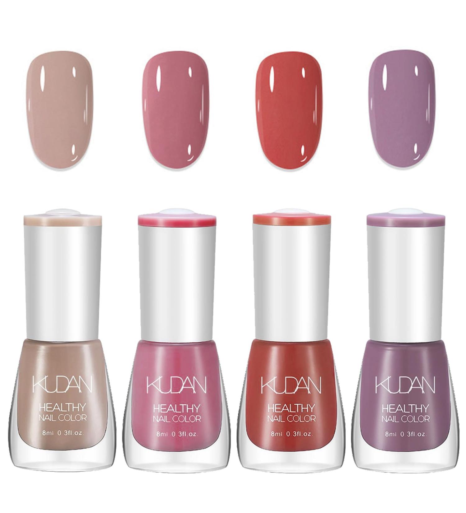 Nail Polish Sets Quick Dry Nail Polish Nail Varnish 4PC Pink Nail Varnish Set Long Lasting Nude Pink Red Purple Nail Polish Non-Toxic Water Based Nail Varnish No Need Cure Pink Purple - Buy Online on GoSupps.com