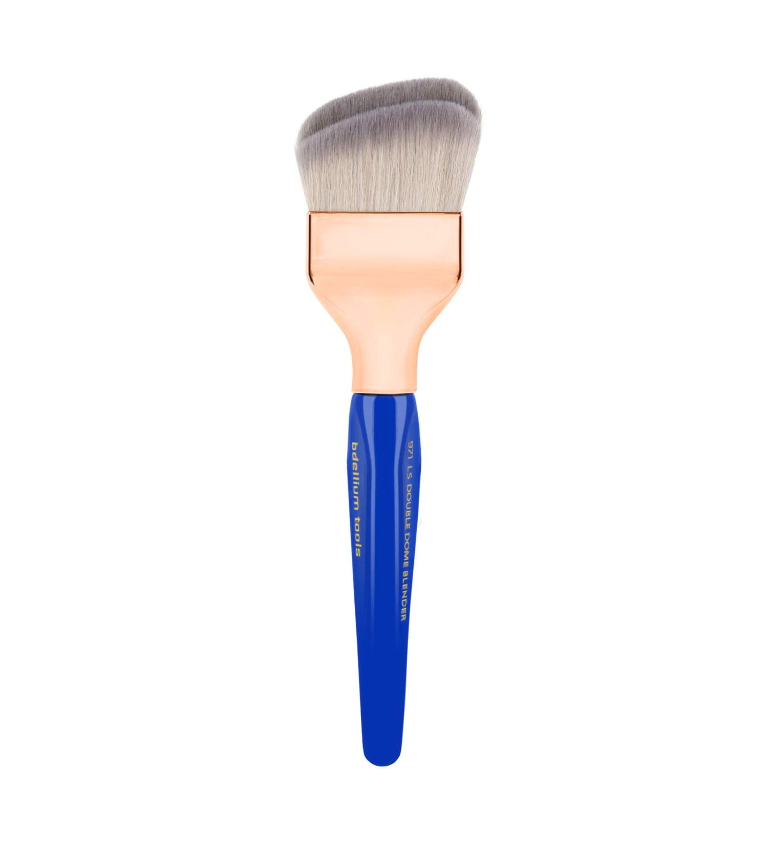 Bdellium Tools Golden Triangle 971 Large Slanted Double Dome Blender | Vegan Synthetic Makeup Brush for Foundation Application & Blending - Blue (1pc - Buy Online on GoSupps.com