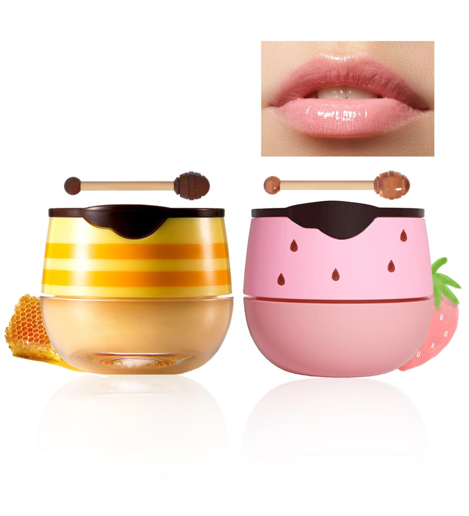 Lip Balm Natural Lip Care Lip Sleeping Mask Honey & Strawberry Skincare Set Moisturizing Lip Balm Set for Dry Chapped Peeling Cracked Lips Lip Line & Wrinkle Reducing for Women - Buy Online on GoSupps.com