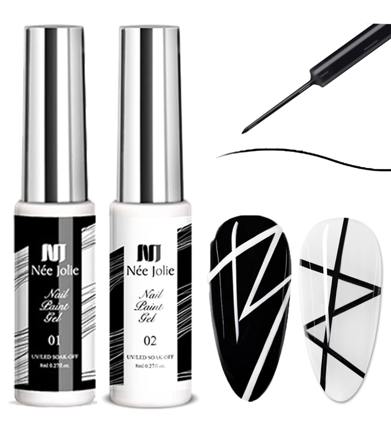 Nail Gel Polish Liner Gel Nail Art 2 Colors Liner Gel Art Set Soak Off Shimmer Nail Polishes For Drawing Lines Color Painting UV Liner Gel For Women Festival (D) - Buy Online on GoSupps.com