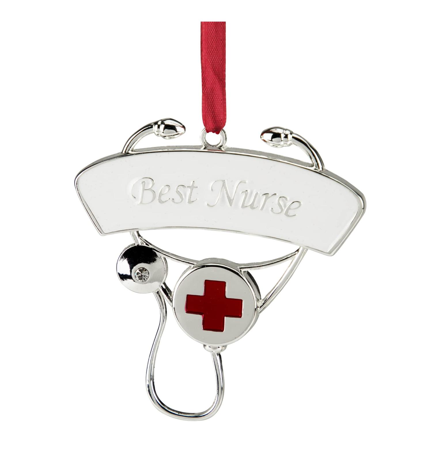 Northlight 3.25" Silver-Plated Best Nurse Stethoscope Christmas Ornament - Perfect Gift for Nurses | International Shipping Available - Buy Online on GoSupps.com