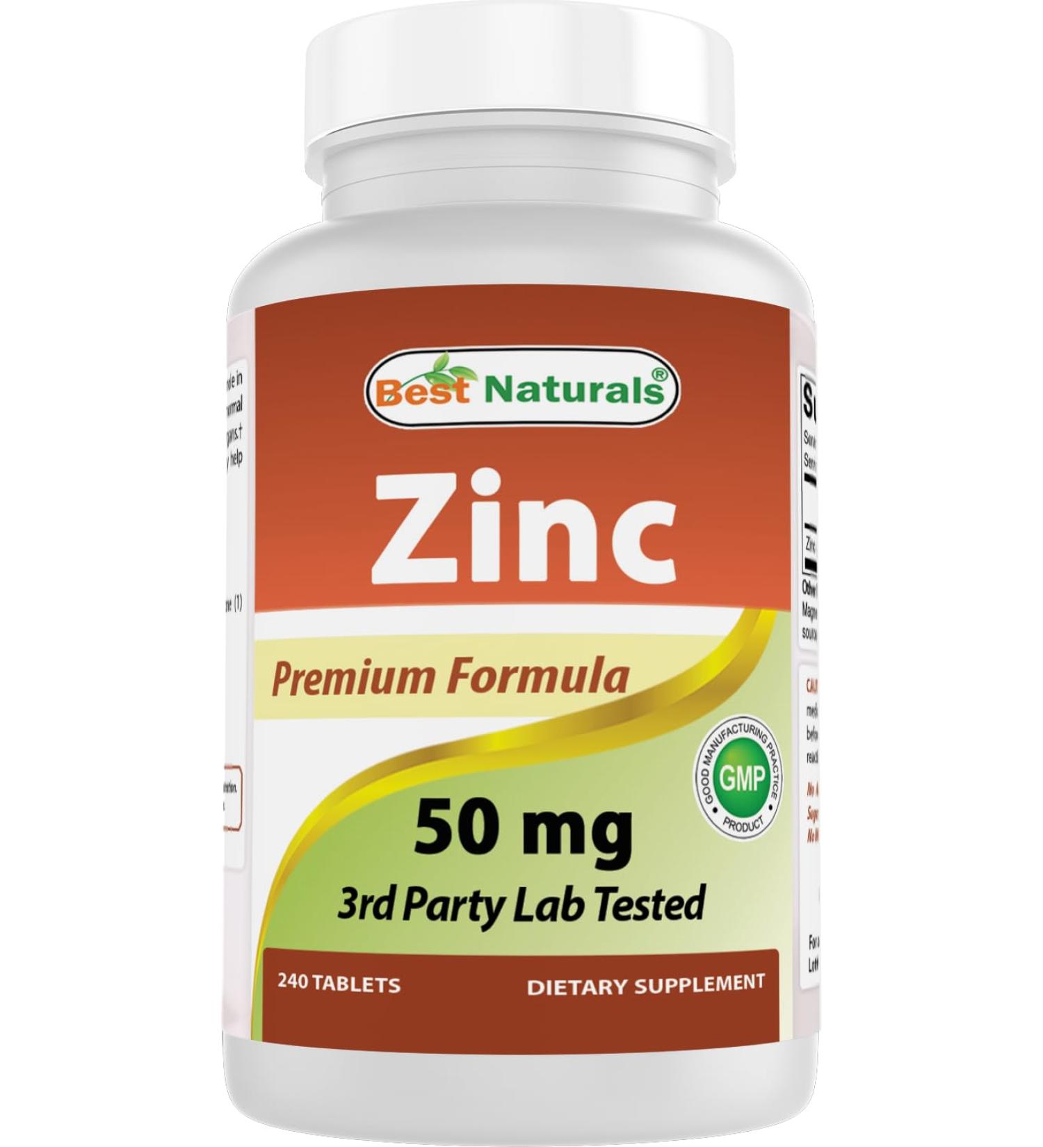Best Naturals Zinc Supplement as Zinc Gluconate 50mg 240 Tablets - Immune Support 1 - Buy Online on GoSupps.com
