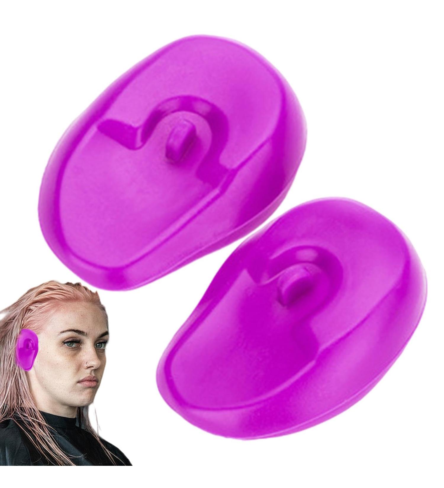Hair Dye Ear Cover Ear Shield Earmuffs Protective Cover | Reusable Ear Protectors Silicone Hair Perm Shield Waterproof Hair Dye Earmuffs Hair Styling Tools Purple - Buy Online on GoSupps.com