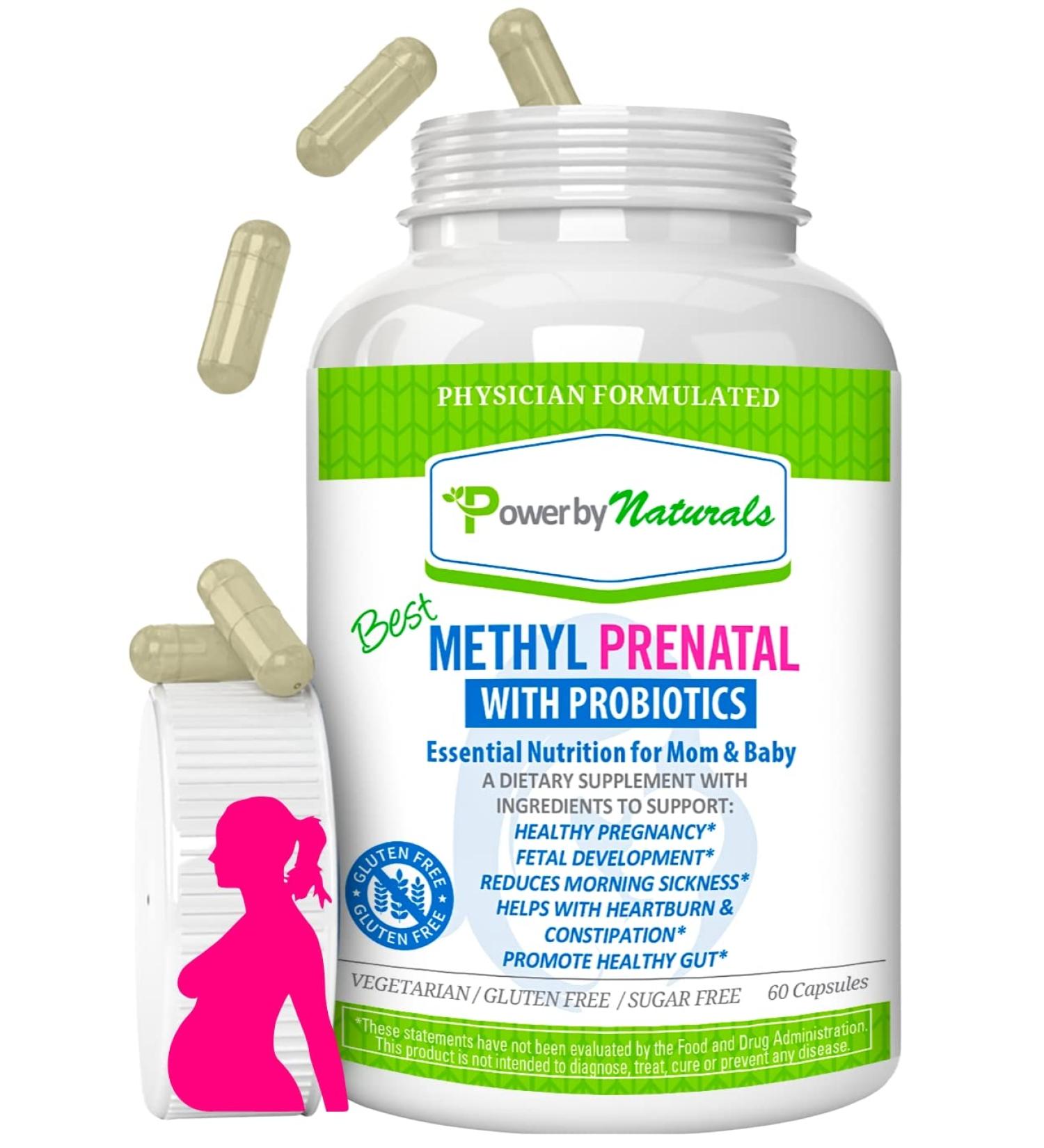Power By Naturals Methyl Prenatal Vitamin with Probiotics - Essential Nutrients for Healthy Mom and Baby - 60 Caps - Buy Online on GoSupps.com