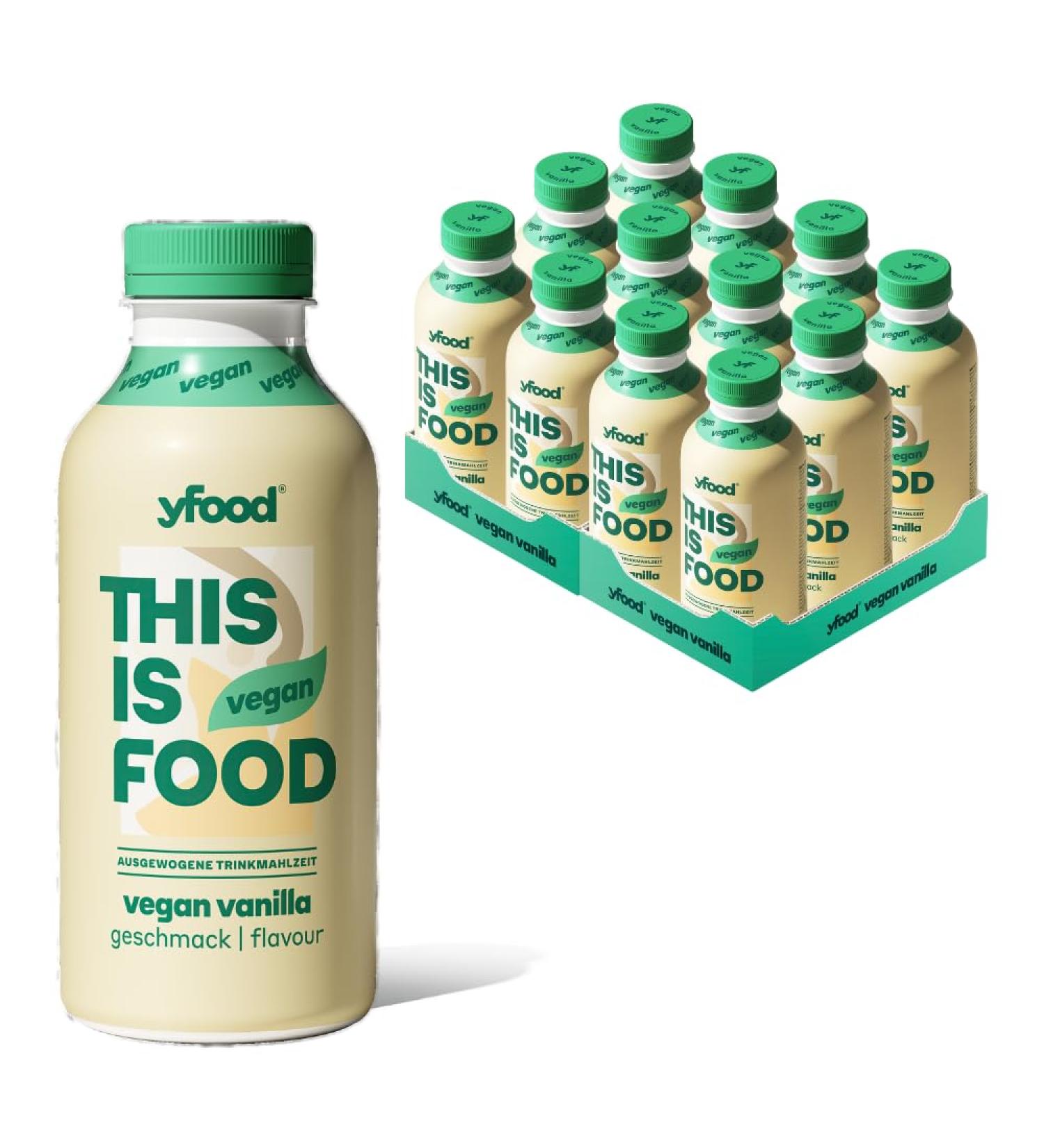 yfood Vegan Vanilla repas pr t boire THIS IS FOOD substitut de repas 26 g de prot ines 26 vitamines et min raux (12 x 500 ml) go t vanille Vegan Vanilla 500 ml (Lot de 12) - Buy Online on GoSupps.com