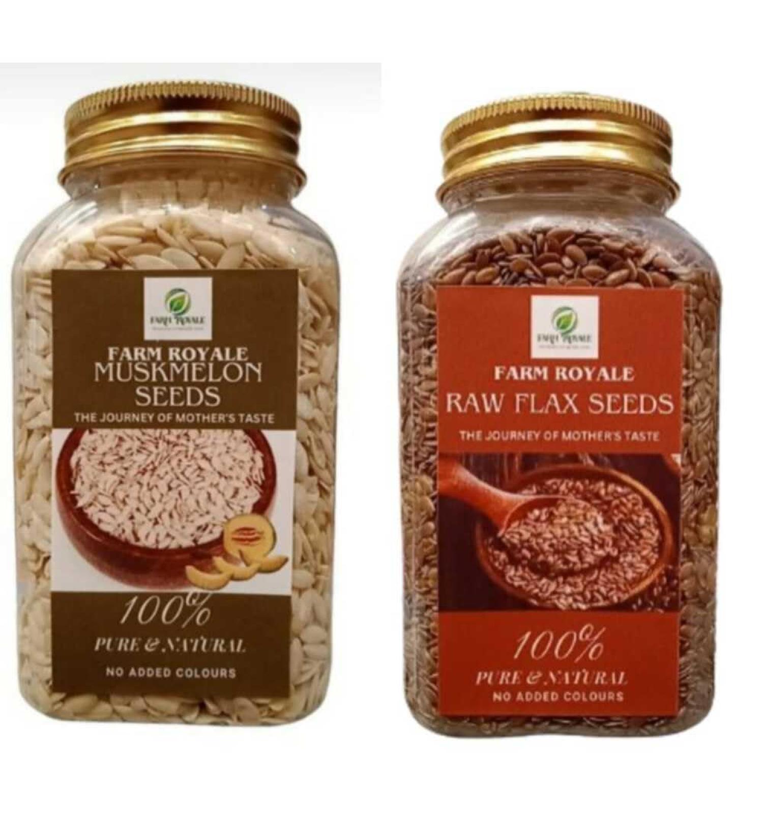 Farm Royale Muskmelon Beej & Raw Flax Beej Combo(20gm 250gm)100% Pure and Natural||Export Quality||Hand picked materrial - Buy Online on GoSupps.com