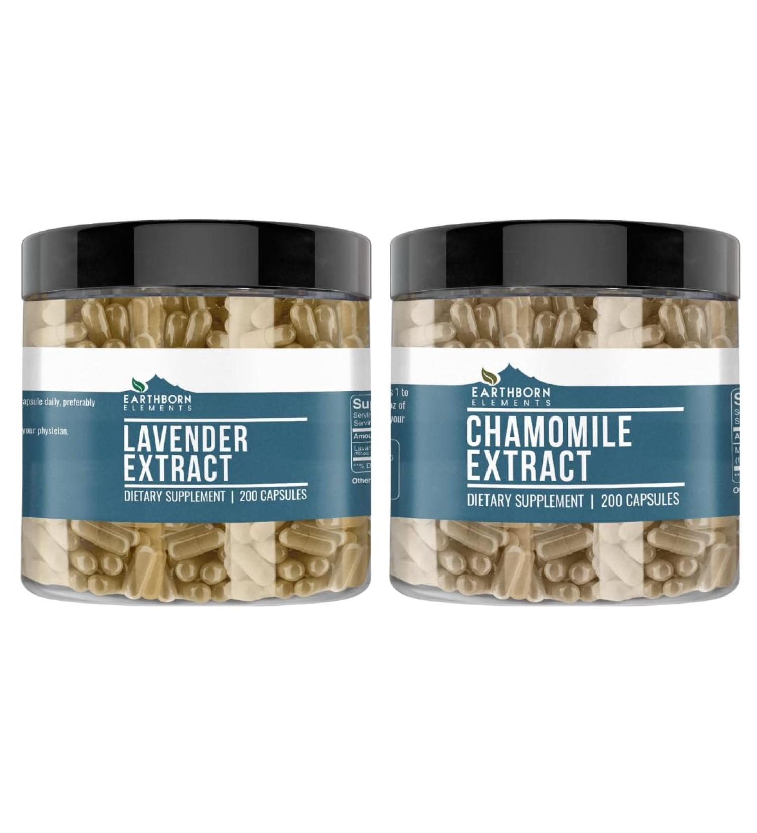 Earthborn Elements Chamomile Extract and Lavender Extract Bundle 200 Capsules Pure & Undiluted No Additives - Buy Online on GoSupps.com