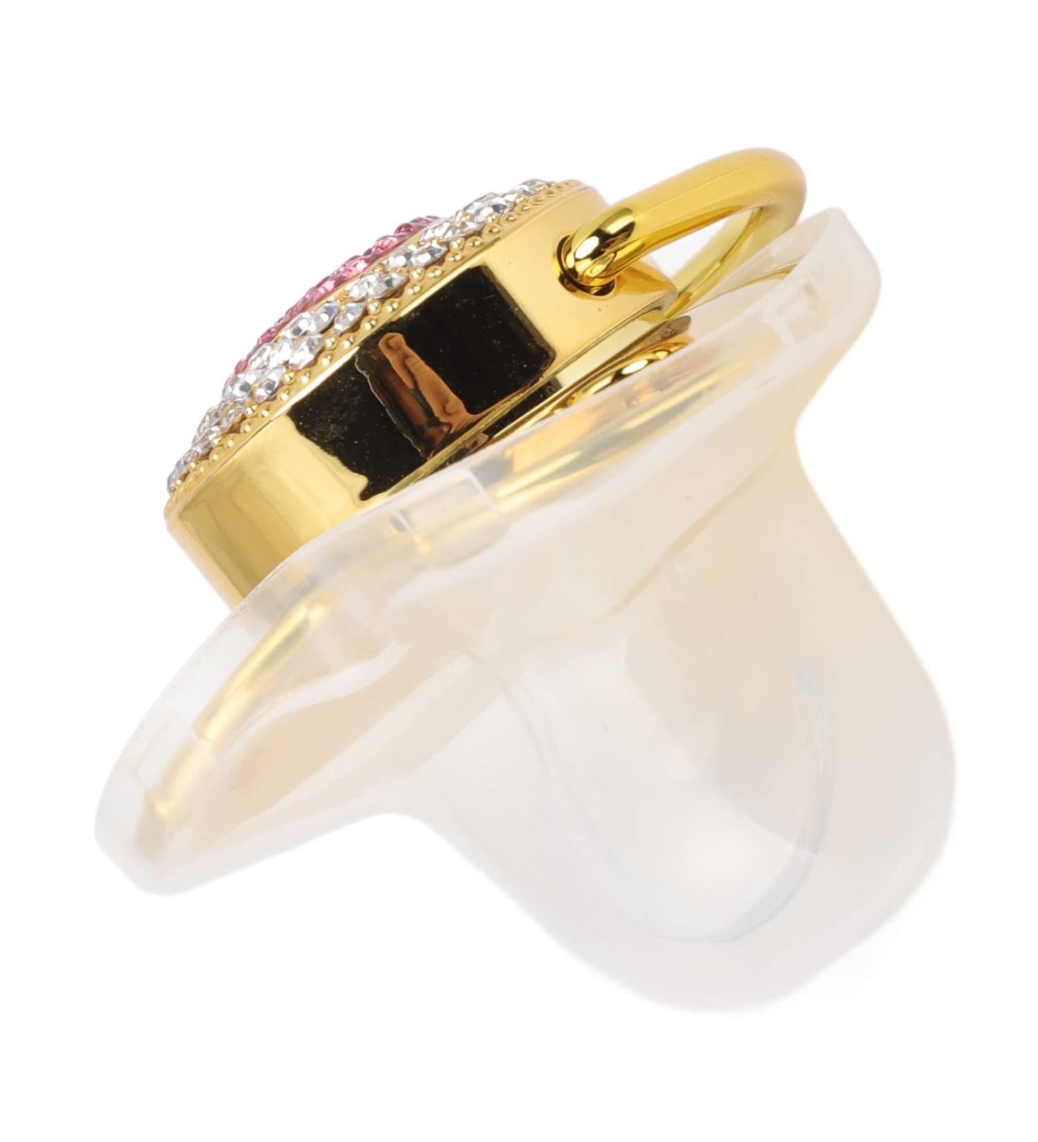 Heart Shape Baby Pacifier with Shiny Rhinestones - Soft & Light Infant Nipple (Gold) | International Shipping - Buy Online on GoSupps.com