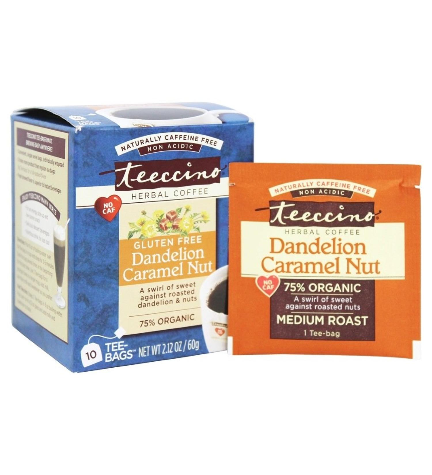 Buy Teeccino Dandelion Caramel Nut Herbal Tea - Caffeine Free 10 Bags (60g) - Buy Online on GoSupps.com