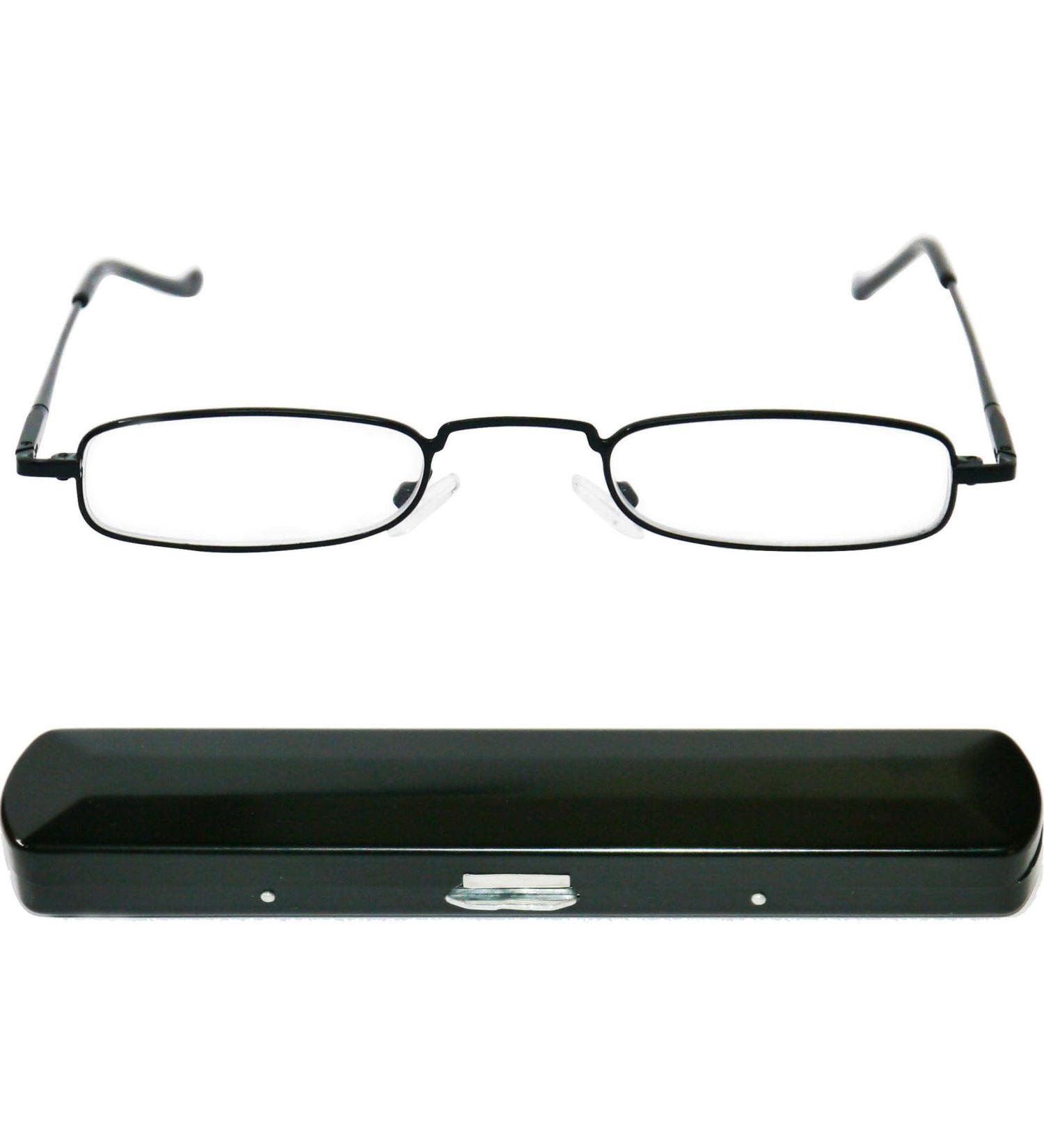 Buy Narrow Metal Mini Reading Glasses - Stainless Steel Frame Free Slim-Fit Aluminum Etui Unisex 2.5 Diopters - Perfect Reading Aid - Buy Online on GoSupps.com