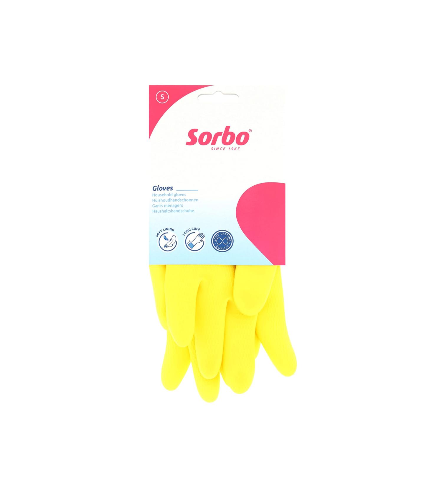 Sorbo Small Latex Household Gloves with Soft Lining and Extra Long Cuff - 1 Pair - Buy Online on GoSupps.com