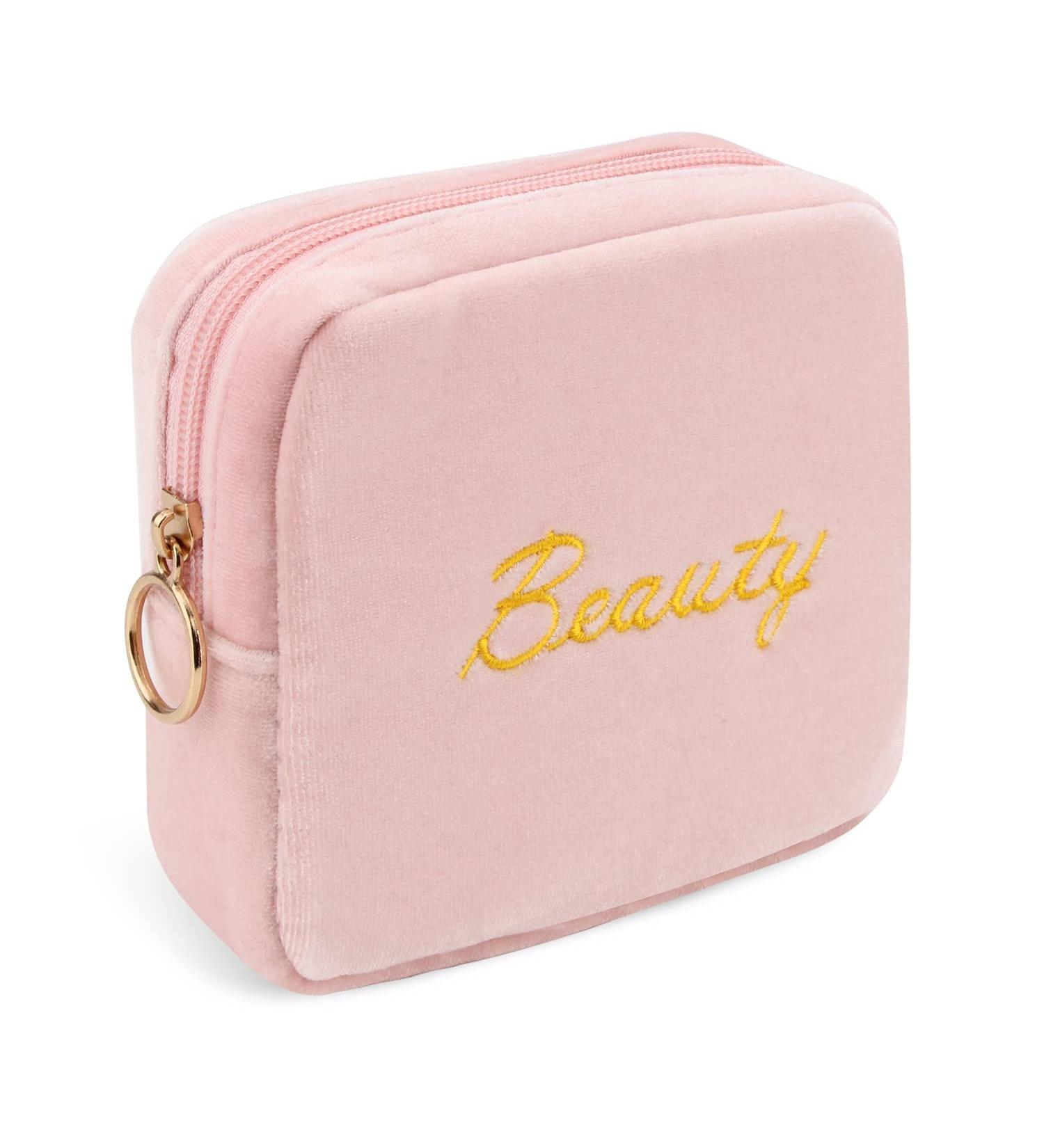 SIDESUGAR Flannel Menstrual Storage Bag - Portable Period Kit Pouch for Feminine Hygiene Products - Pink - Buy Online on GoSupps.com