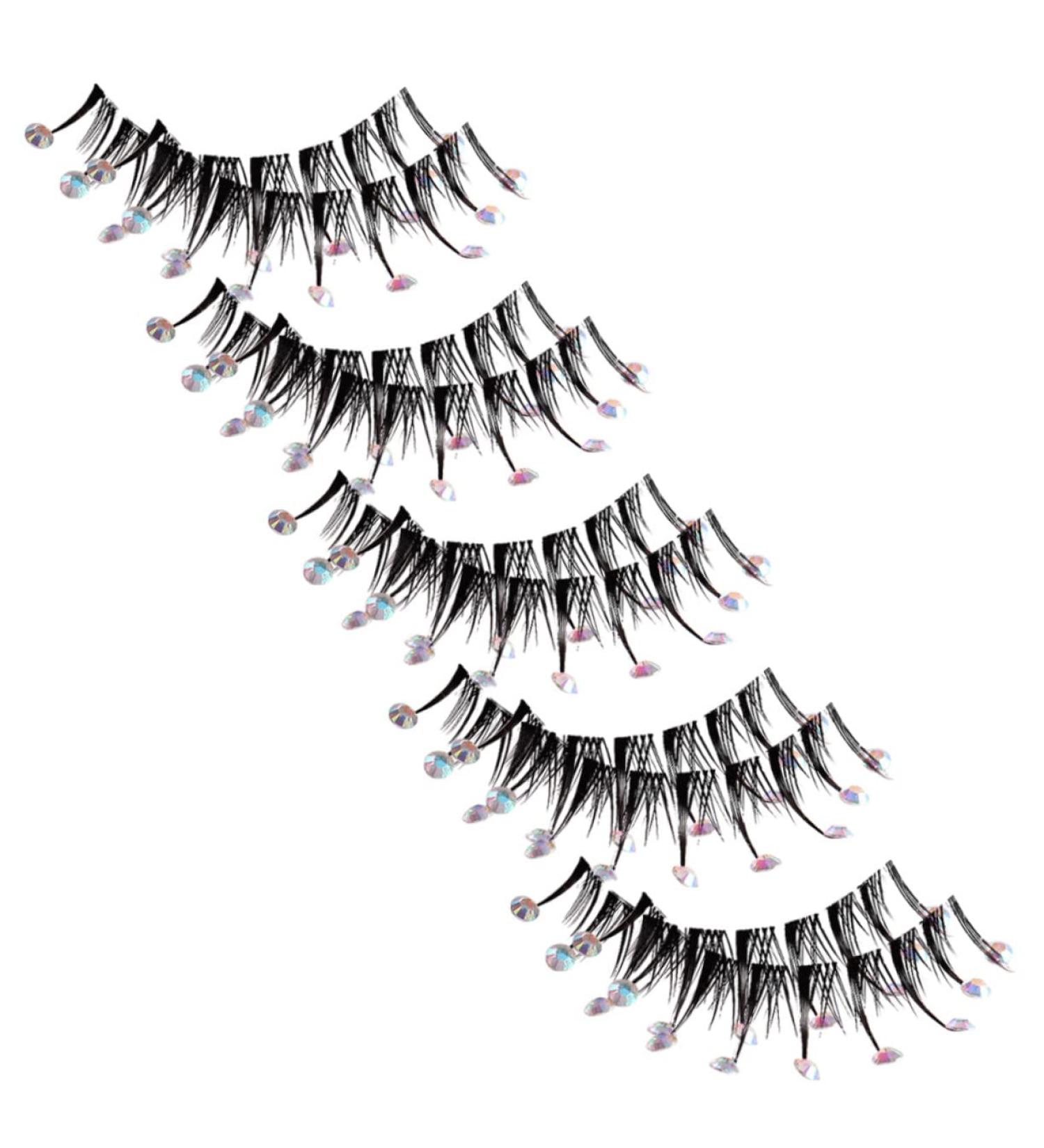 Housoutil 5 Pairs Diamond Eyelashes False Eyelashes Fluffy Girls Lashes Asian Decor Christmas Lashes Colorful Rhinestones Diamond Decor Fluffy Eyelash Miss Paste Drill Flash Fiber - Buy Online on GoSupps.com