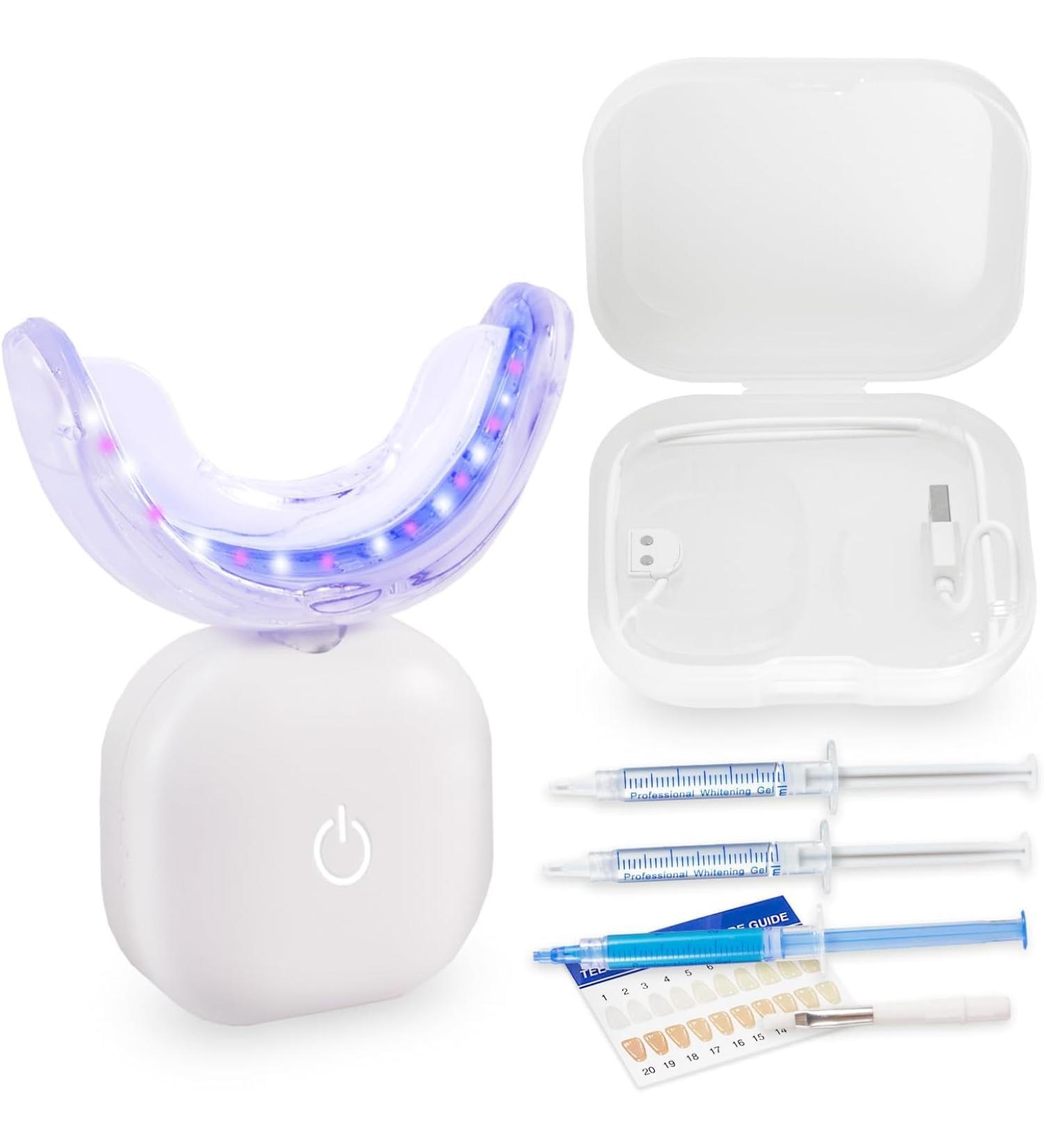 Professional Teeth Whitening Kit - Gel Pen Strips 32X LED Light Charging Case & Desensitizing Gel - Brighten Your Smile Anywhere - Buy Online on GoSupps.com