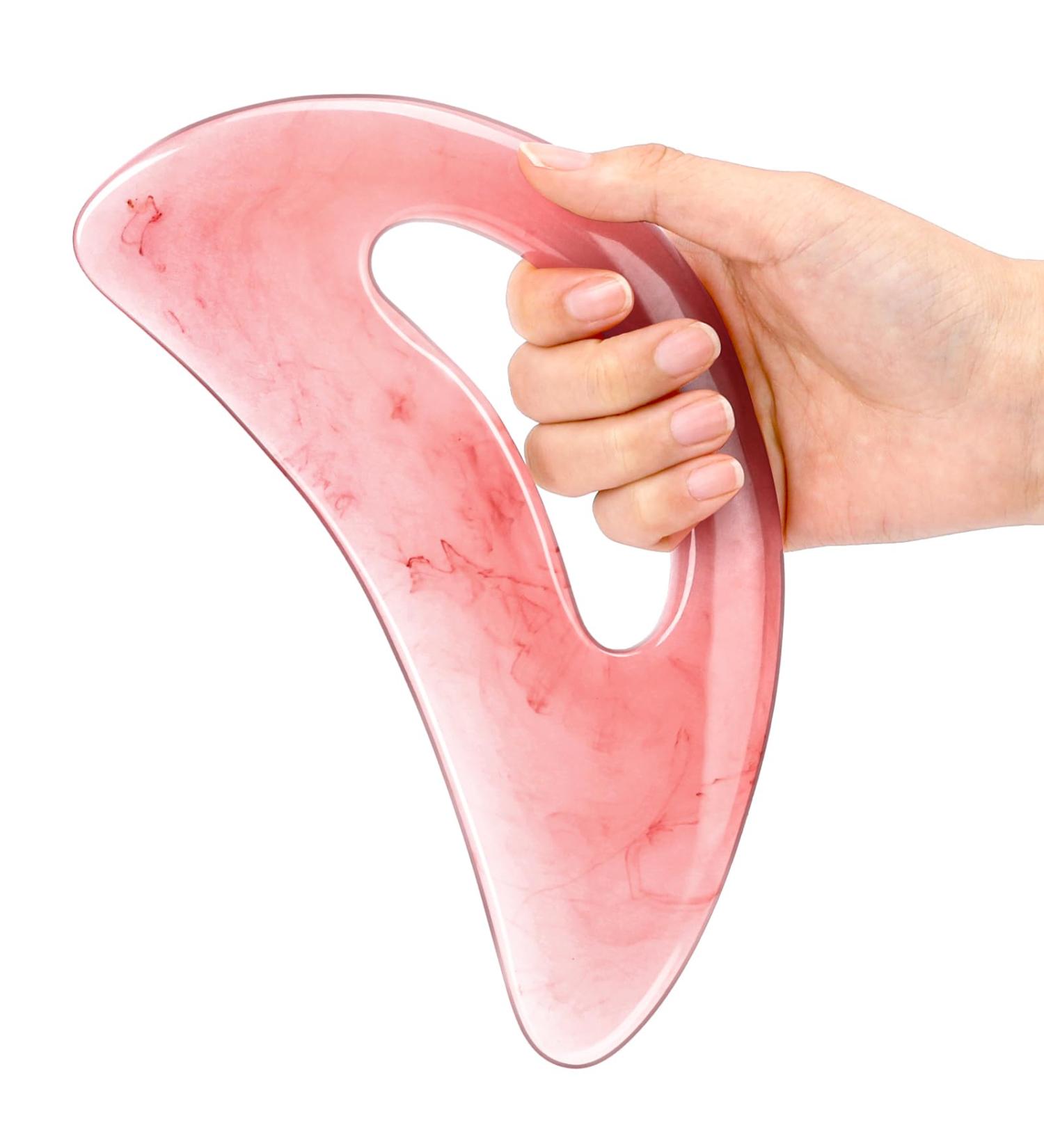 Large Pink Gua Sha Tool for Lymphatic Drainage & Muscle Relaxation - Full Body Massage Device for Cellulite Relief Neck Face & Back - Buy Online on GoSupps.com