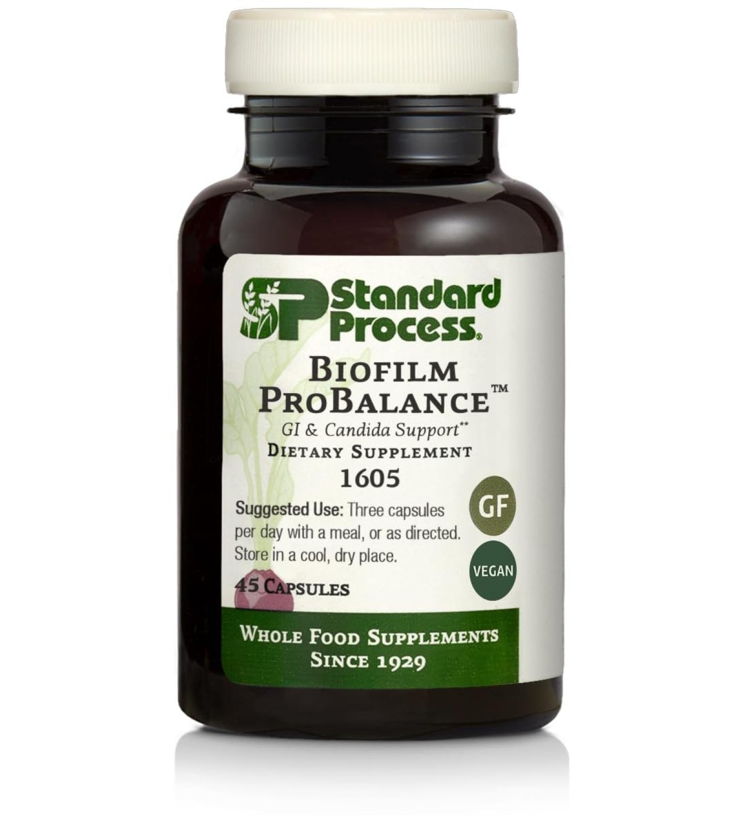 Standard Process Biofilm ProBalance - Digestive Wellness Supplement with Probiotics - Gut Health & Microbiome Support - Aids Intestinal Comfort - Gluten-Free & Vegan - 45 Capsules (15 Servings) - Buy Online on GoSupps.com