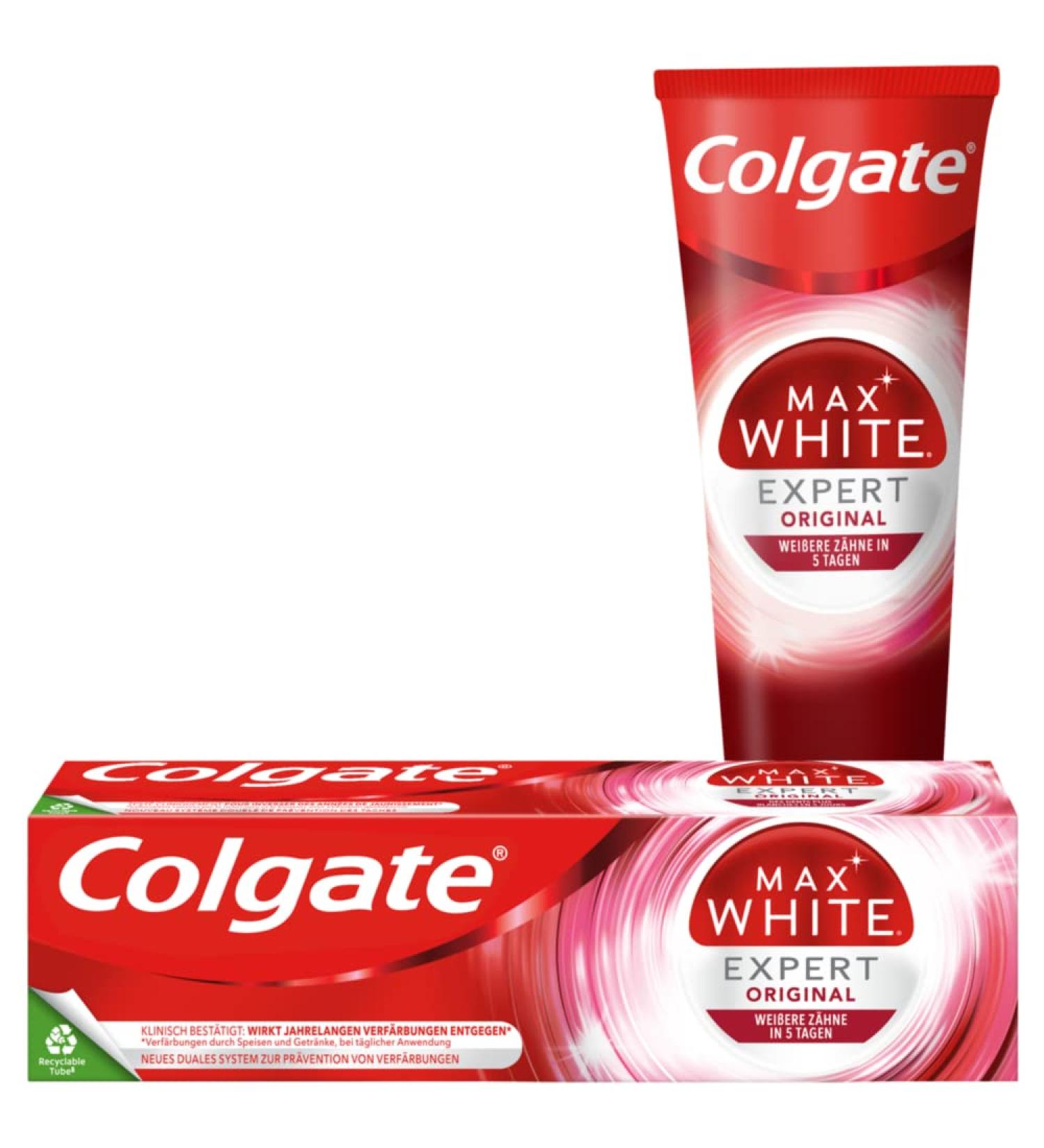 Colgate Max White Expert Original Toothpaste 75ml - Whitening Toothpaste & 400ml Mouthwash for Bright White Teeth | International Shipping - Buy Online on GoSupps.com