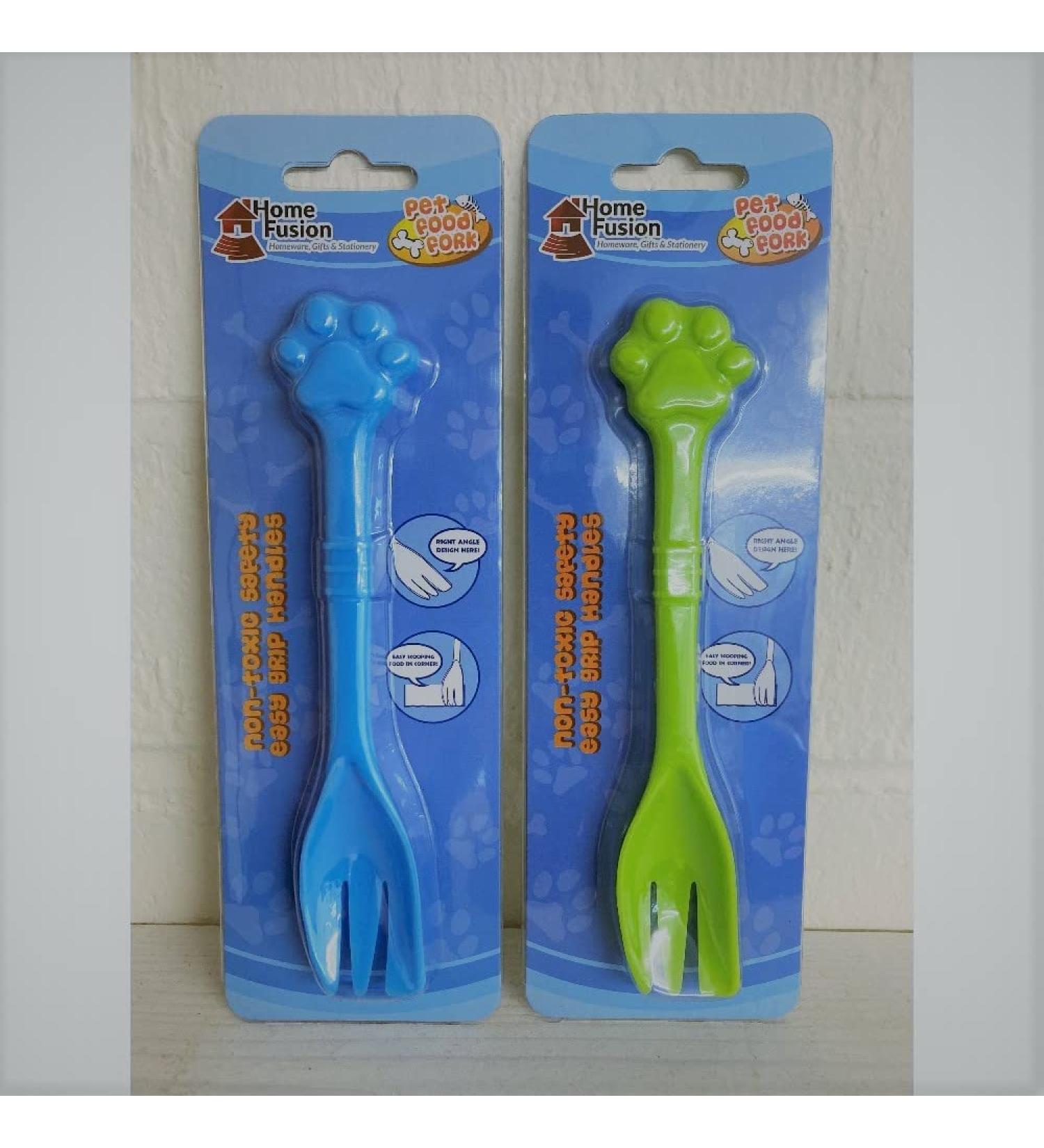 The Home Fusion Company 1 x Pet Dog Cat Food Fork Feeding Scooping Tin Meat Kitten Puppy Green Or Blue