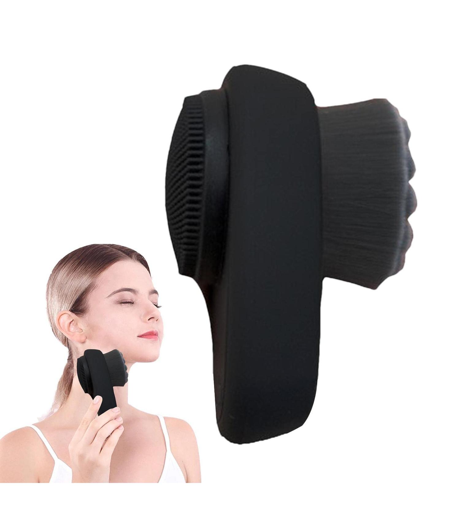Face Scrubber Reusable Face Scrub Brush Non-slip 2 In 1 Face Massager Silicone Facial Cleaner with Lid For Scrubbing Gyouza Black - Buy Online on GoSupps.com