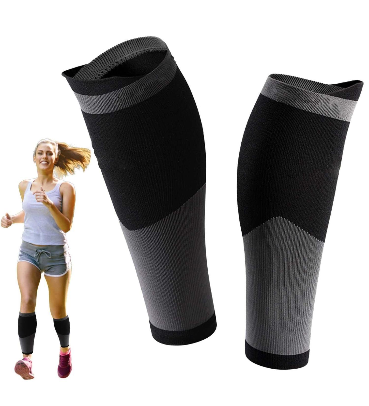 Calf Compression Bandage for Running & Cycling - Warm Leg Cuffs for Men | Footless Socks for Shin Splints & Varicose Veins | Winter Gifts - Aibyks Schwarz L - Buy Online on GoSupps.com