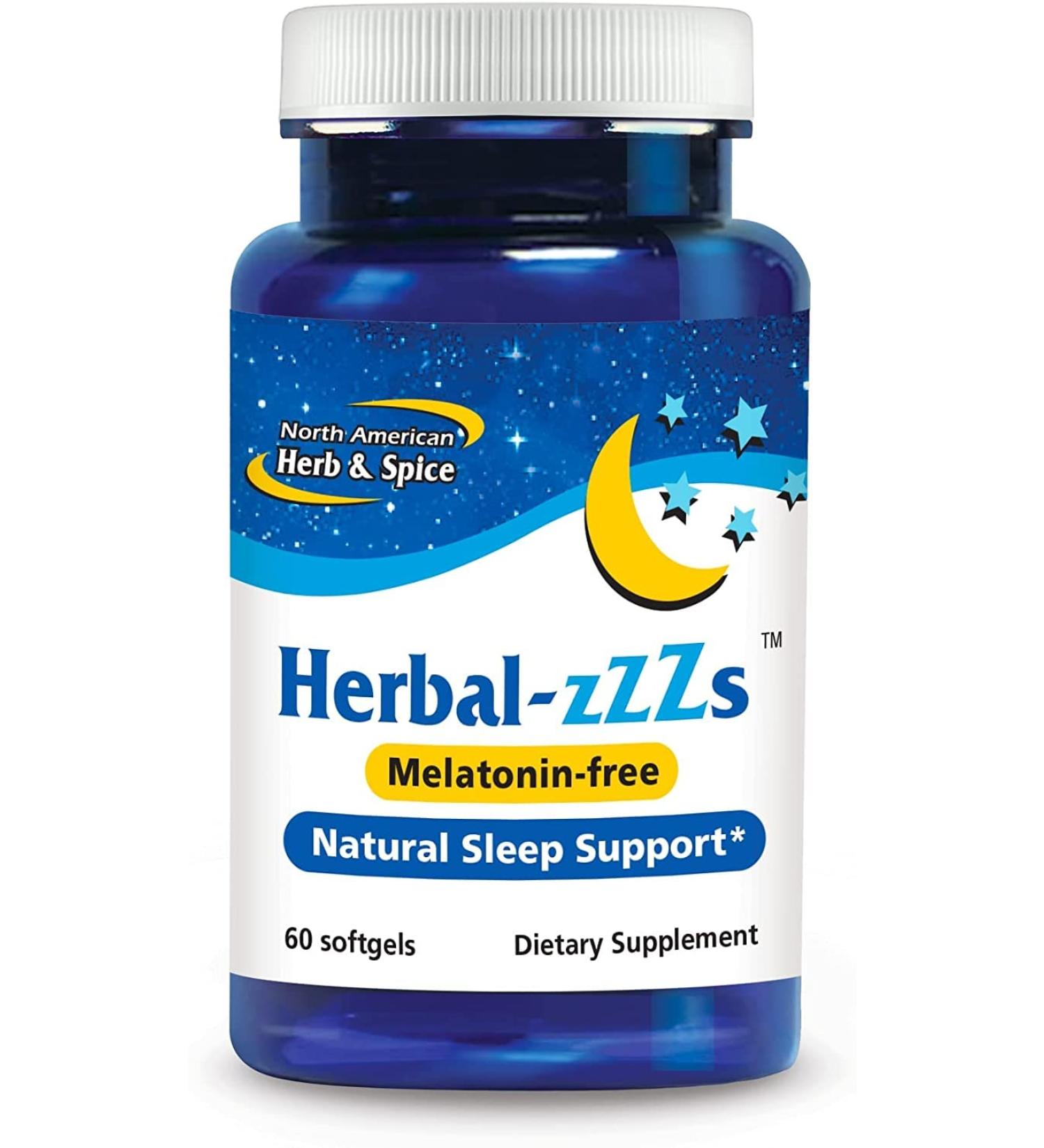 NORTH AMERICAN HERB & SPICE Herbal-zzZs - 60 Softgels - Natural Sleep Support - Melatonin Free Non-Habit Forming - With Ashwagandha & Chamomile - Non-GMO - 60 Servings - Buy Online on GoSupps.com