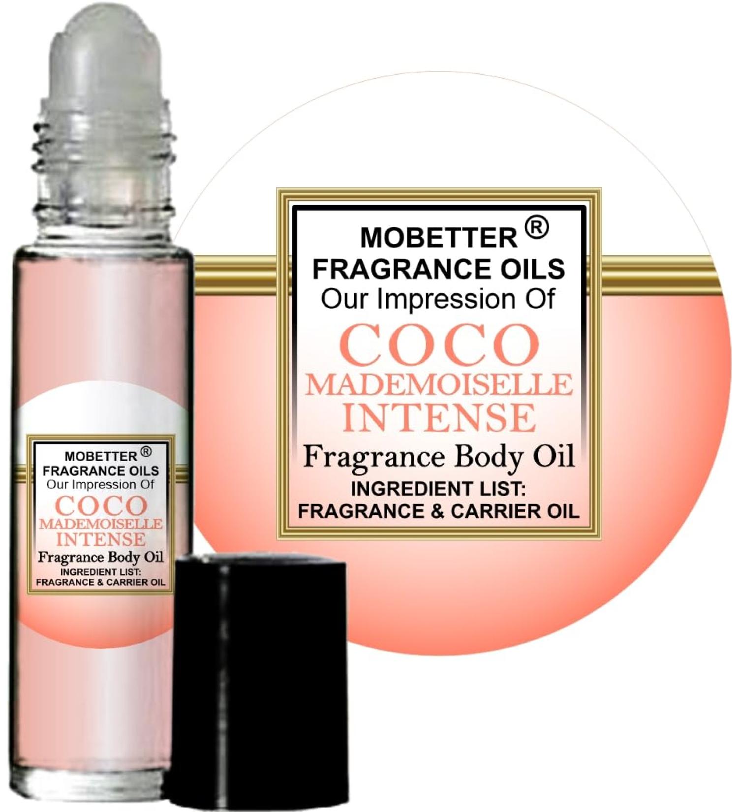 MOBETTER FRAGRANCE OILS' Our Impression of C o c o Mademoiselle Intense for Women Body Oil Fragrance 1/3 oz roll on Glass Bottle 0.33 Fl Oz (Pack of 1) Almond