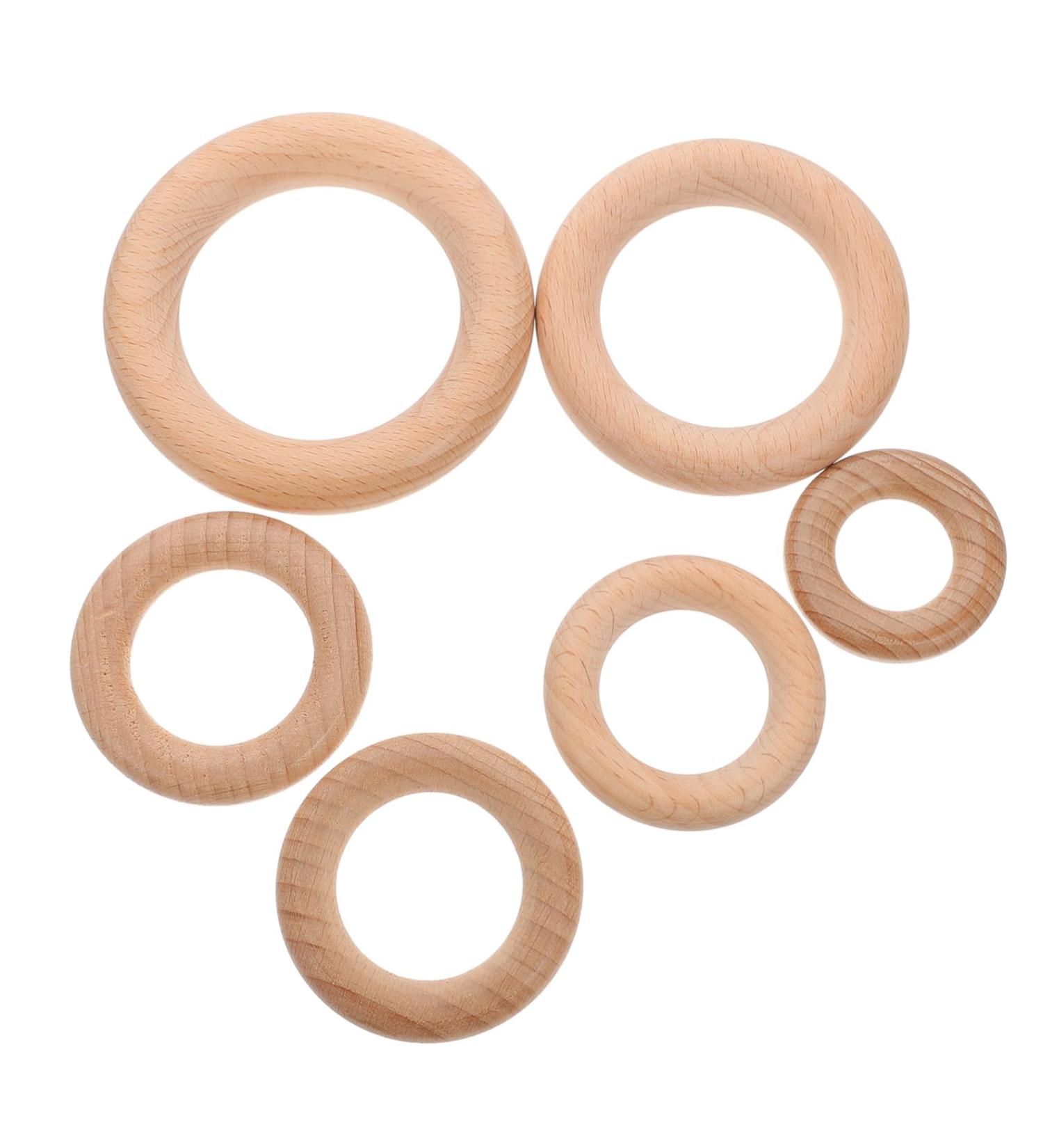 Eringogo 6 Pack Wooden Circle Accessories | Natural Beech Wood Rings for Baby Teething & Biting | Safe Baby Bite Rings - Buy Online on GoSupps.com