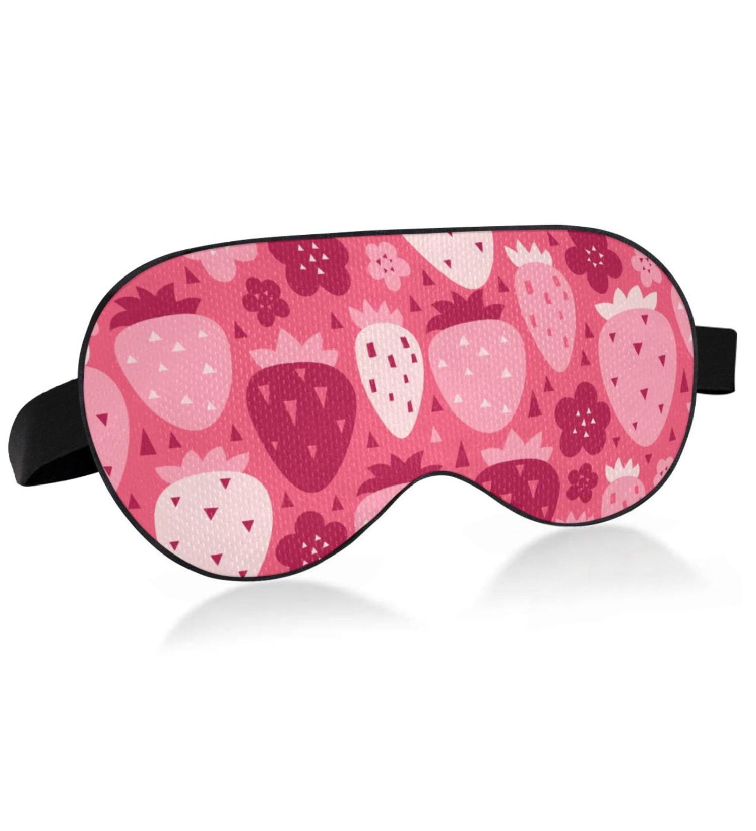 Haskirky Light Blocking Eye Mask | Breathable & Adjustable for Men and Women | Perfect for Travel, Yoga, and Deep Sleep | Pink Strawberry - Buy Online on GoSupps.com