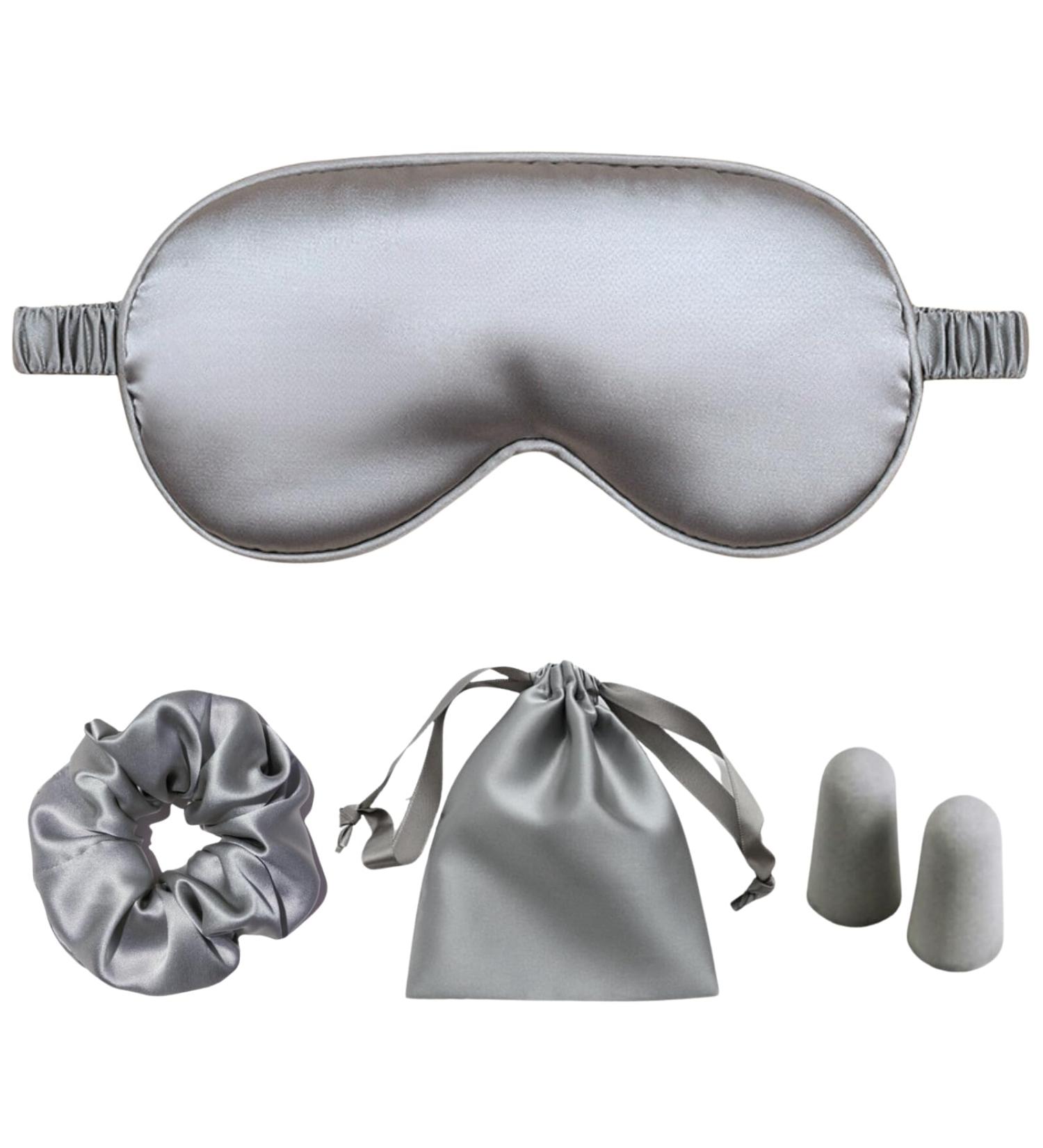 Silk Satin Sleeping Eye Mask - Silvergrey Night Blindfold for Men & Women | Soft Breathable Blackout Eye Cover | Perfect Travel & Wedding Bridesmaid Gift - Buy Online on GoSupps.com