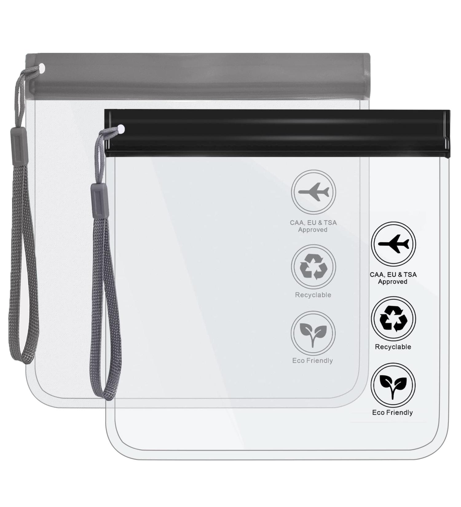 Clear Toiletry Bag 20x20cm - TSA Approved Travel Accessories for Men & Women | 2pcs Black/Grey - Buy Online on GoSupps.com