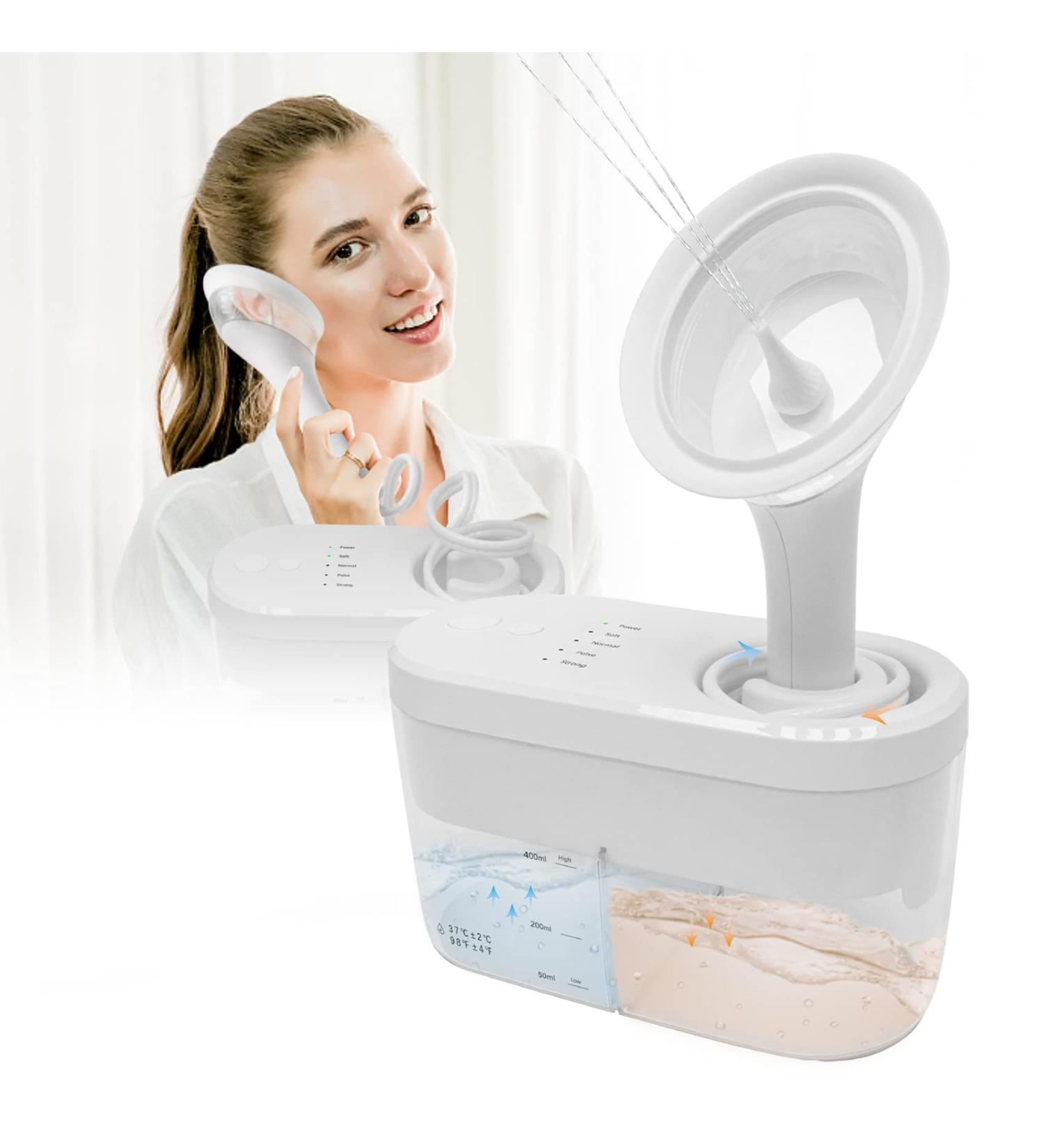 Electric Ear Wax Removal Kit for Adults - Ear Cleaning Tool with Irrigation Flushing System, Earwax Pick & Towel - White - Buy Online on GoSupps.com