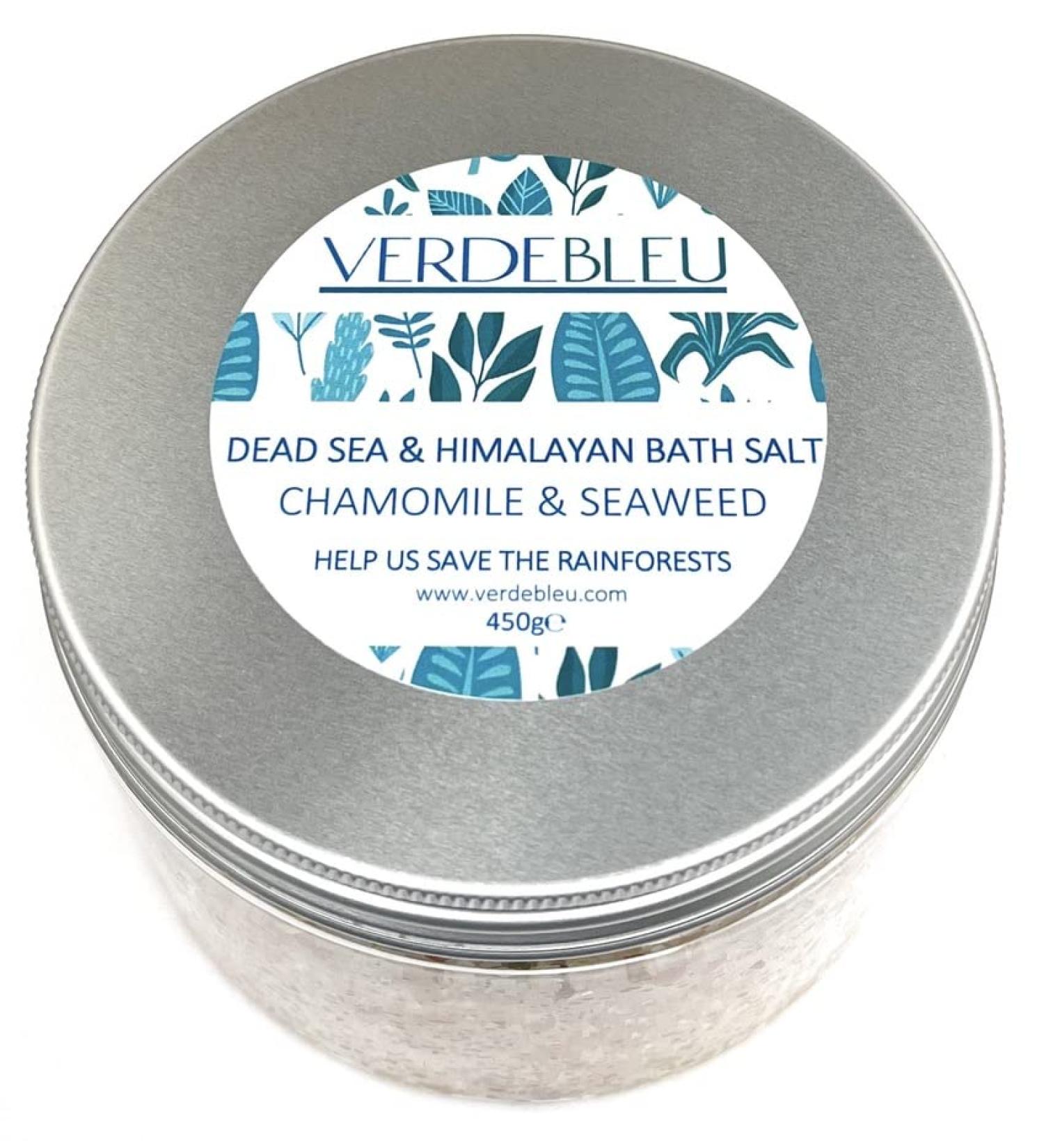 Verdbleu 100% Natural Bathing Salt - Himalayan & Totes Sea Salt with Chamomile & Algae | Eco-Friendly Supports Rainforest Conservation - 450g - Buy Online on GoSupps.com
